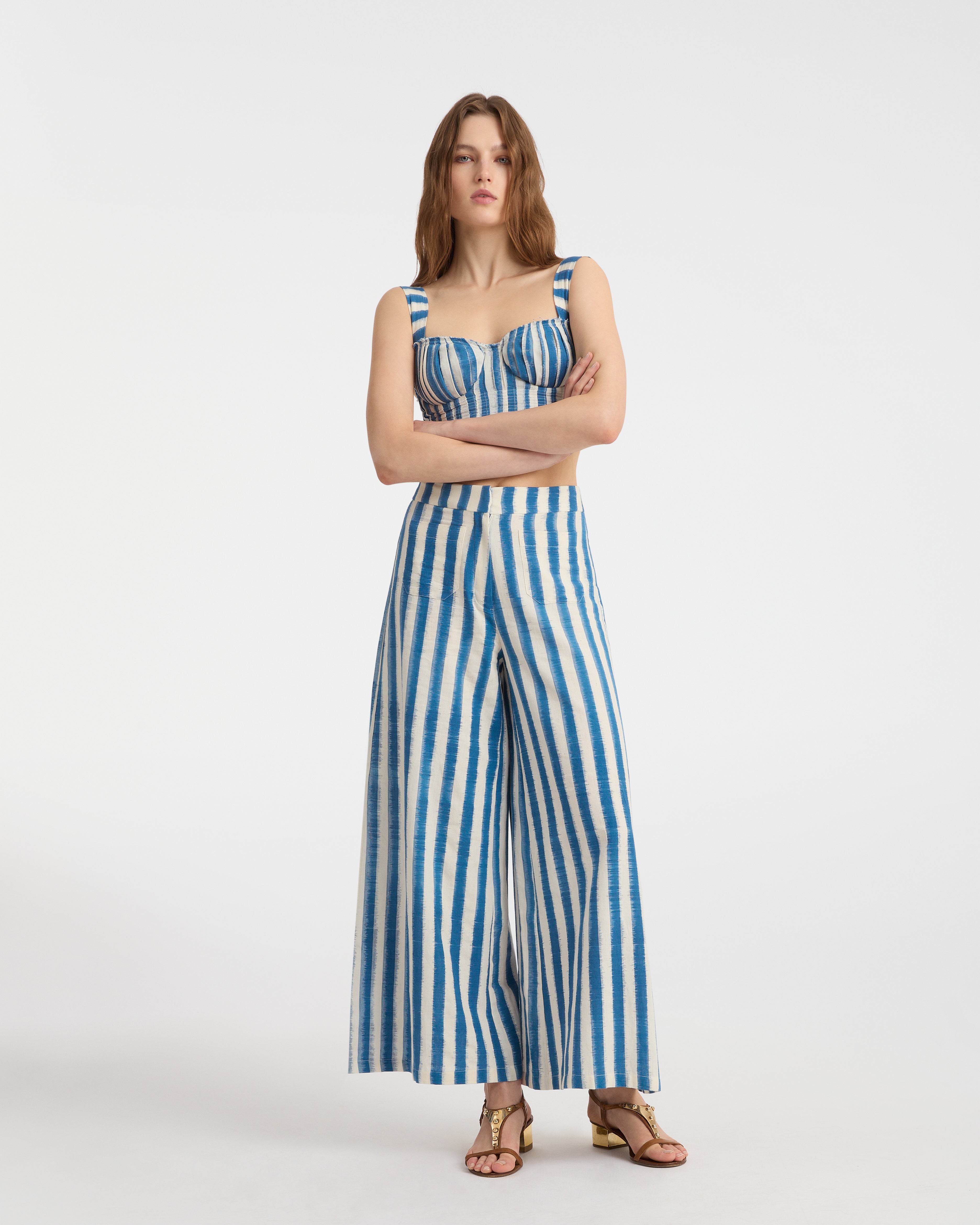 Dalia Top in Ikat Stripes Print