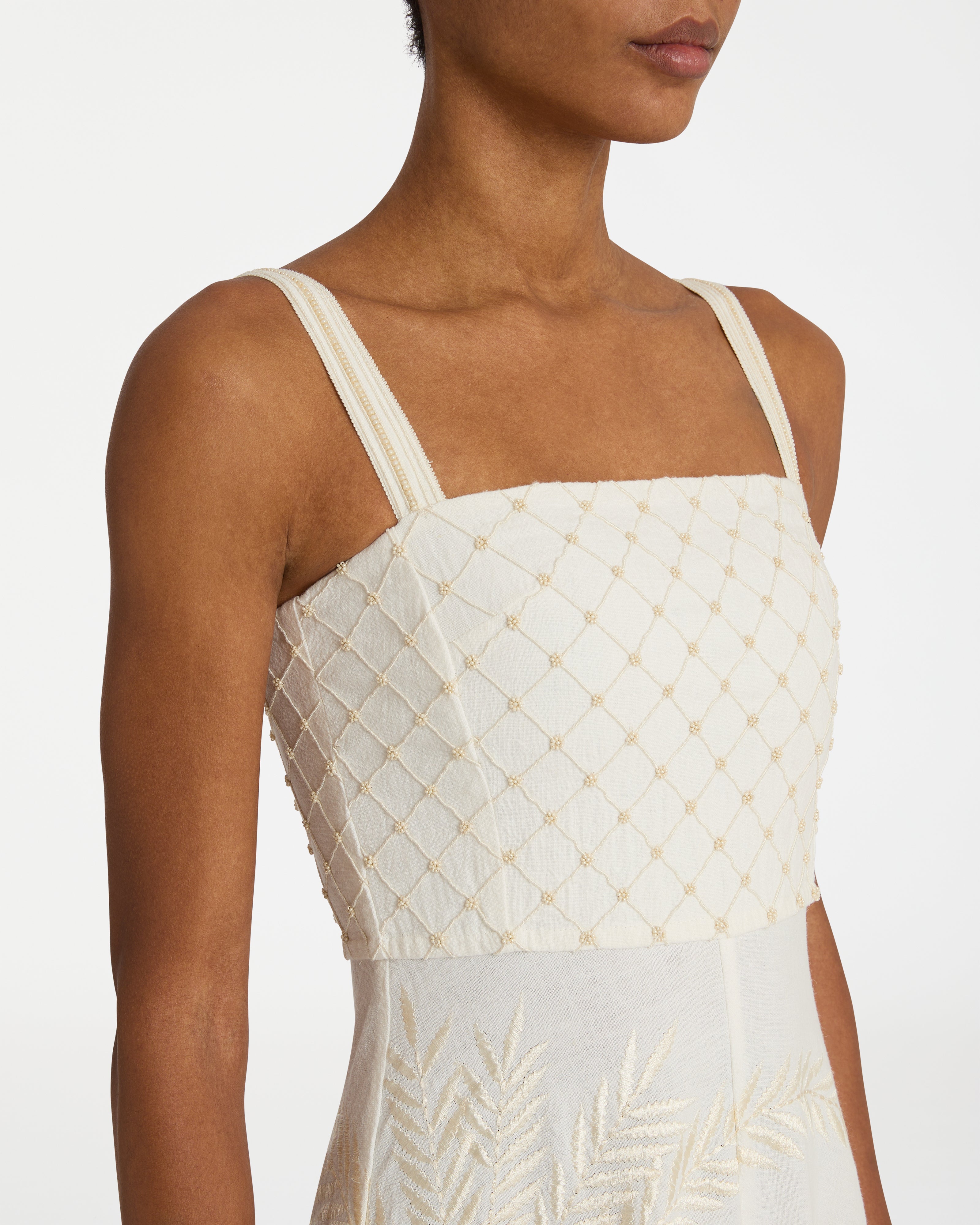 Anabel Dress with Palm Embroidery