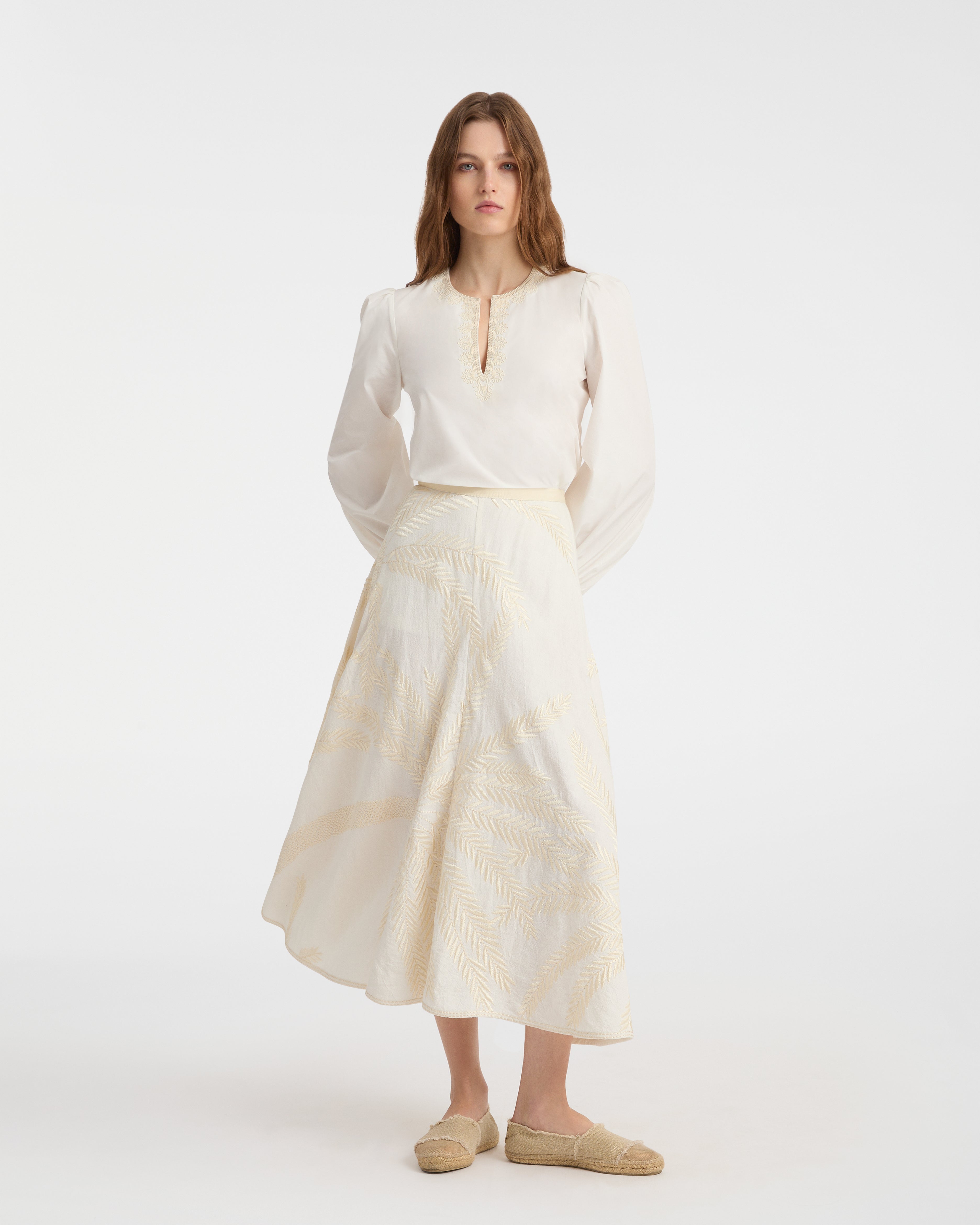 Tasha Skirt with Palm Embroidery