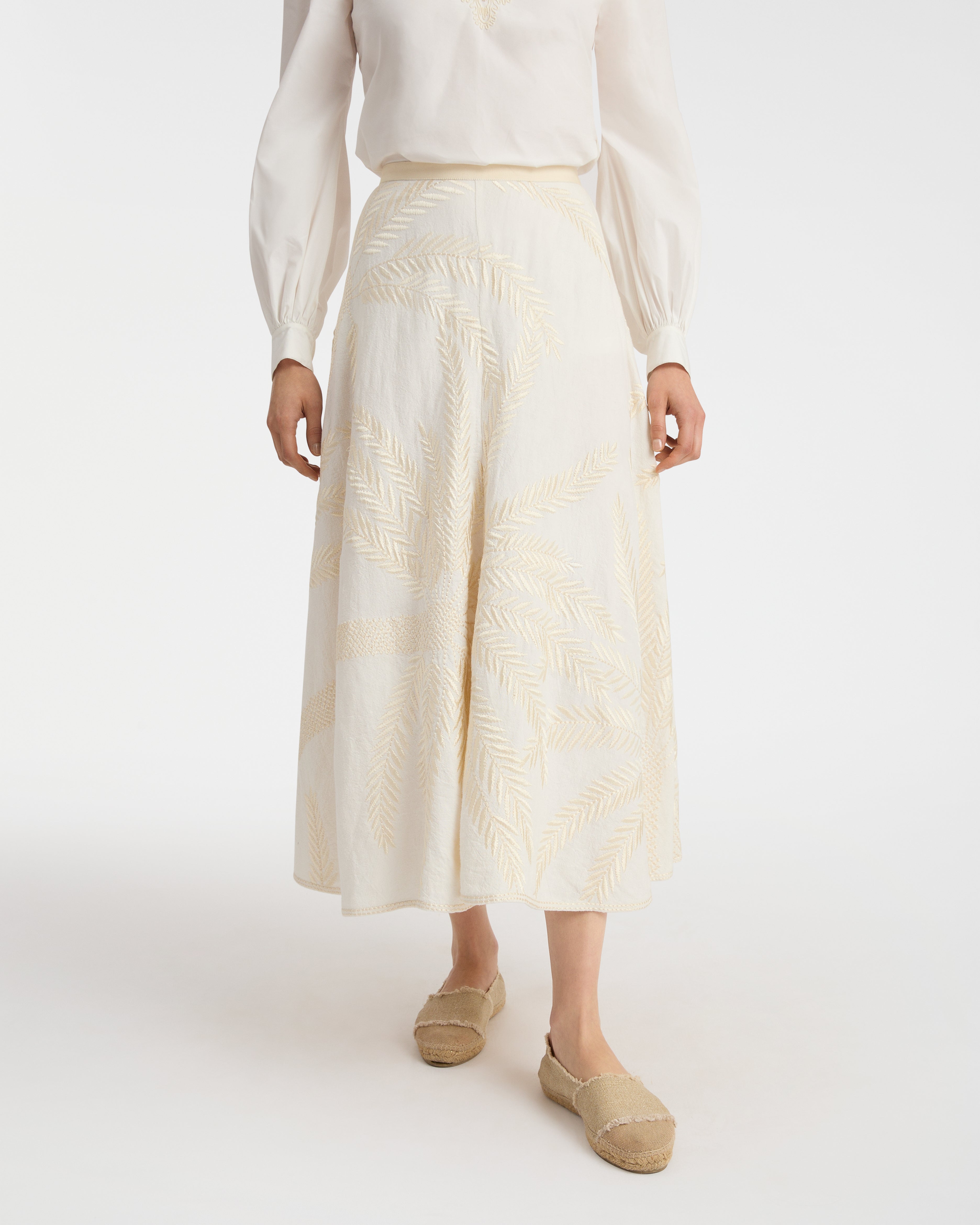 Tasha Skirt with Palm Embroidery