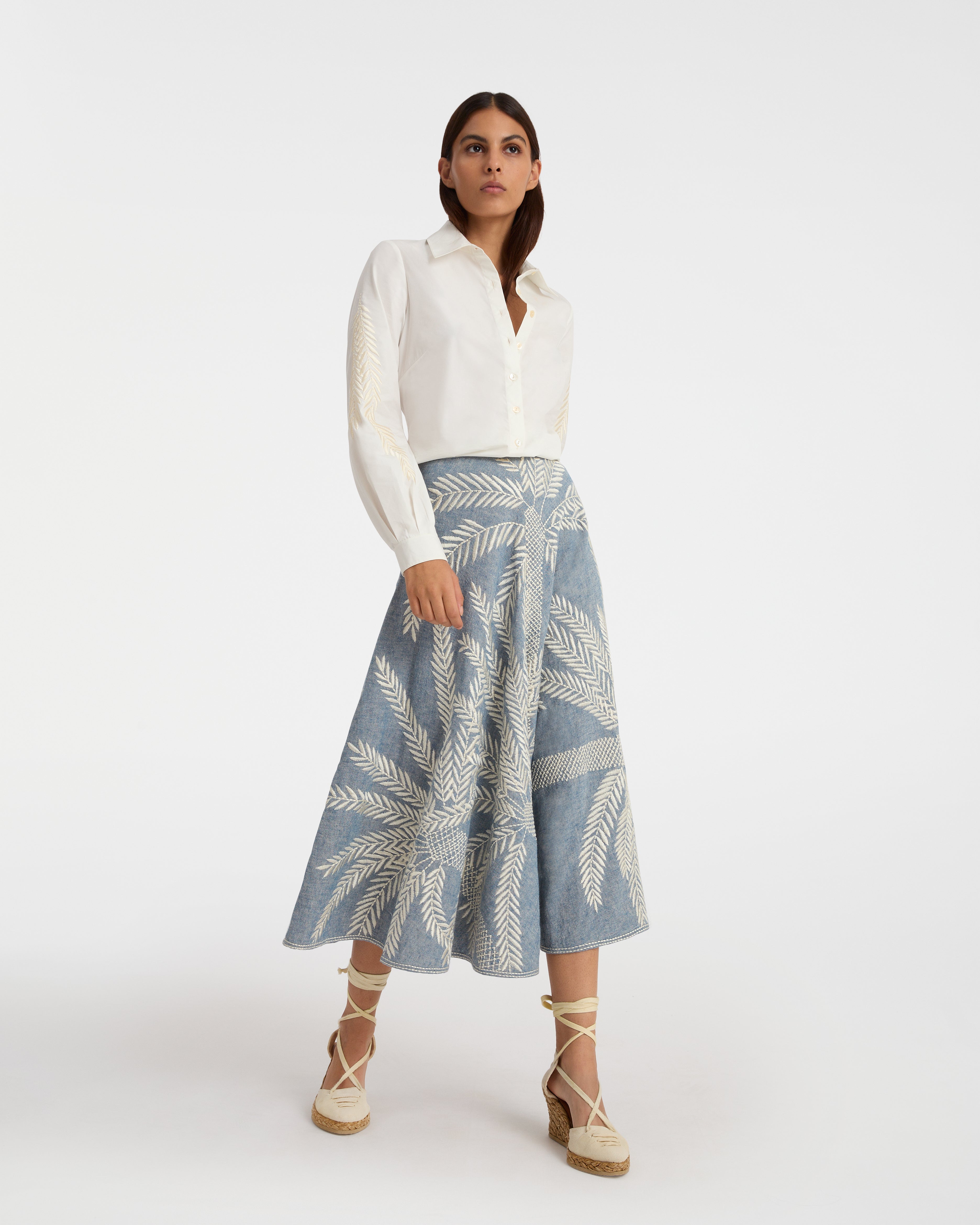 Tasha Skirt with Palm Embroidery