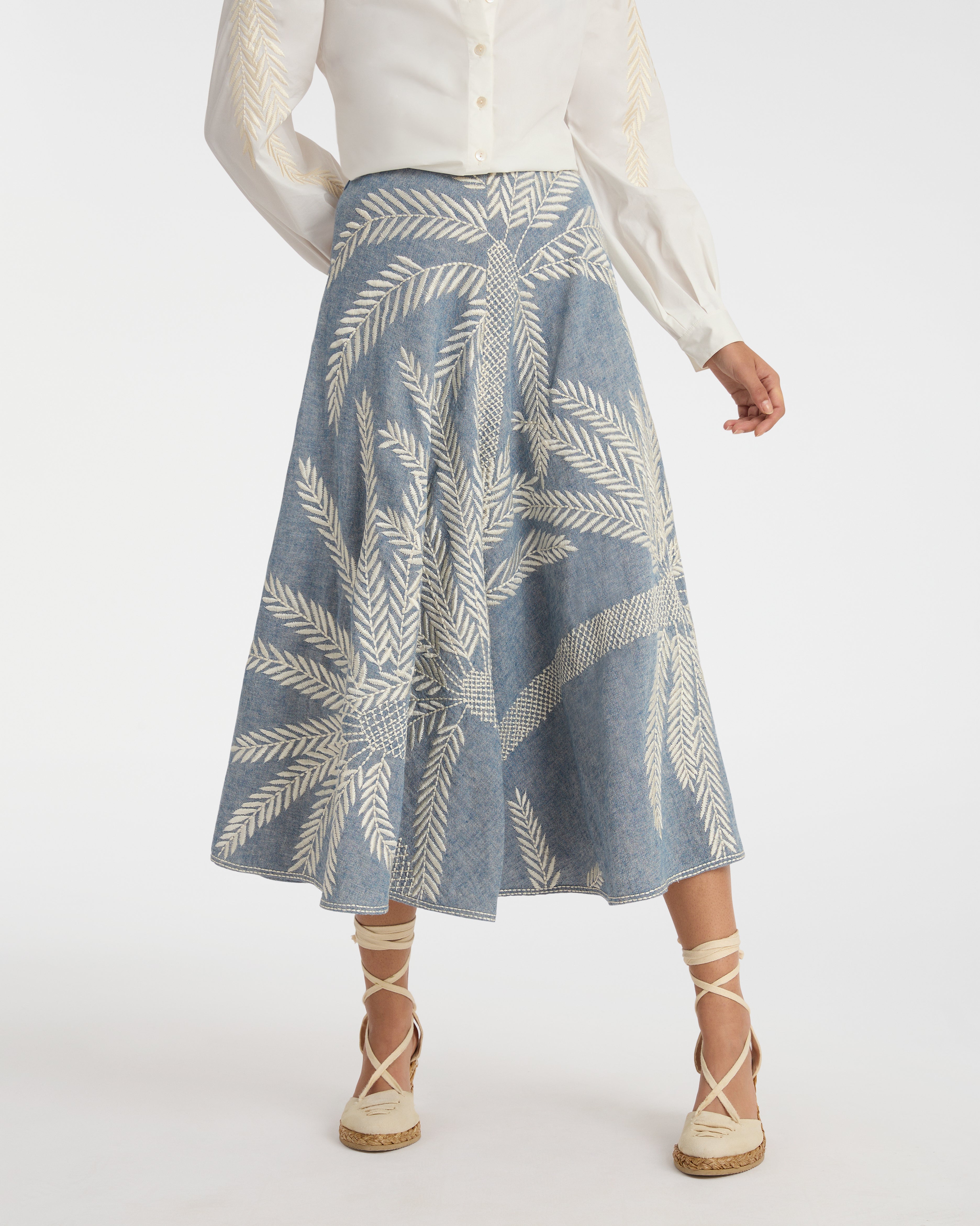 Tasha Skirt with Palm Embroidery