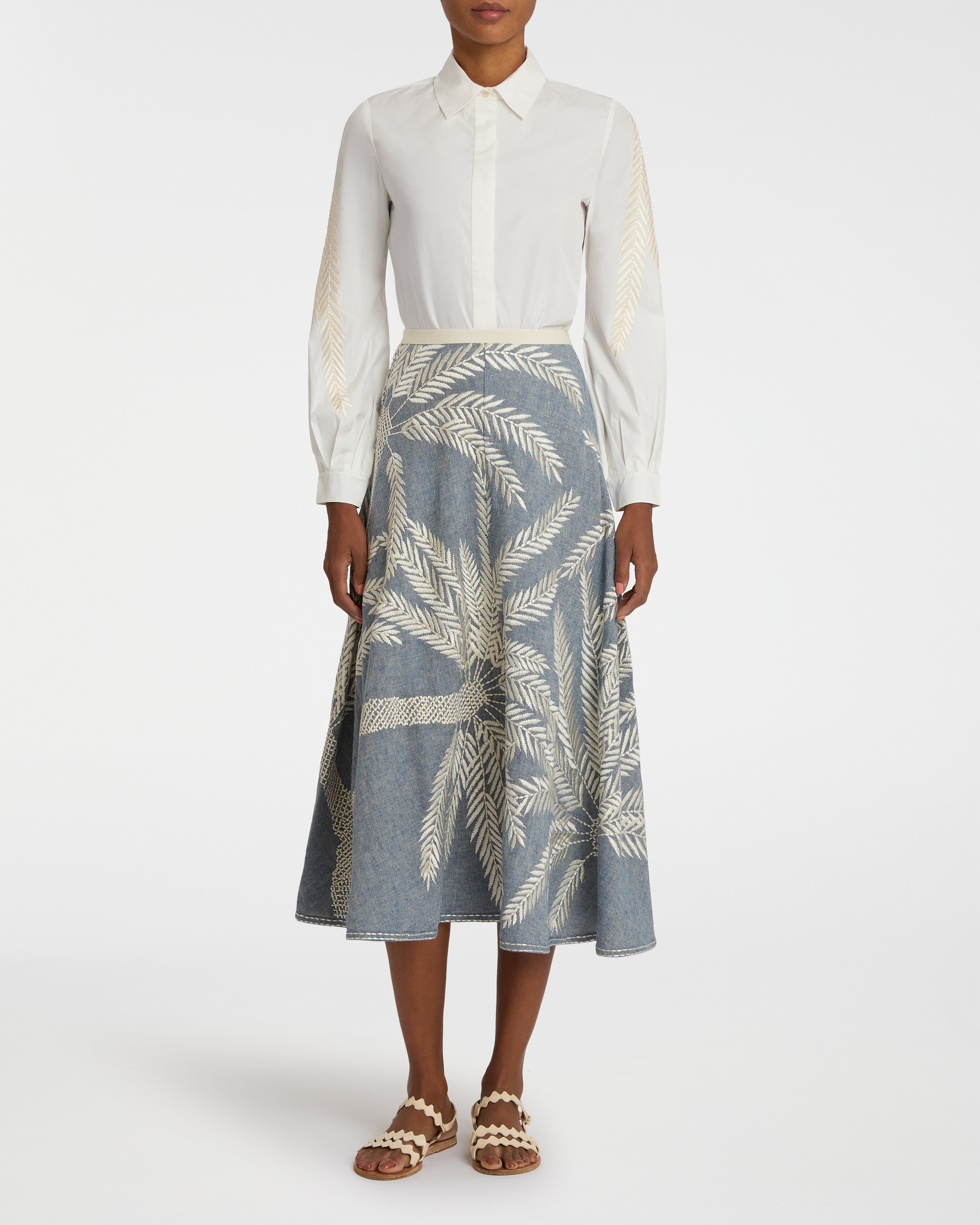 Tasha Skirt with Palm Embroidery