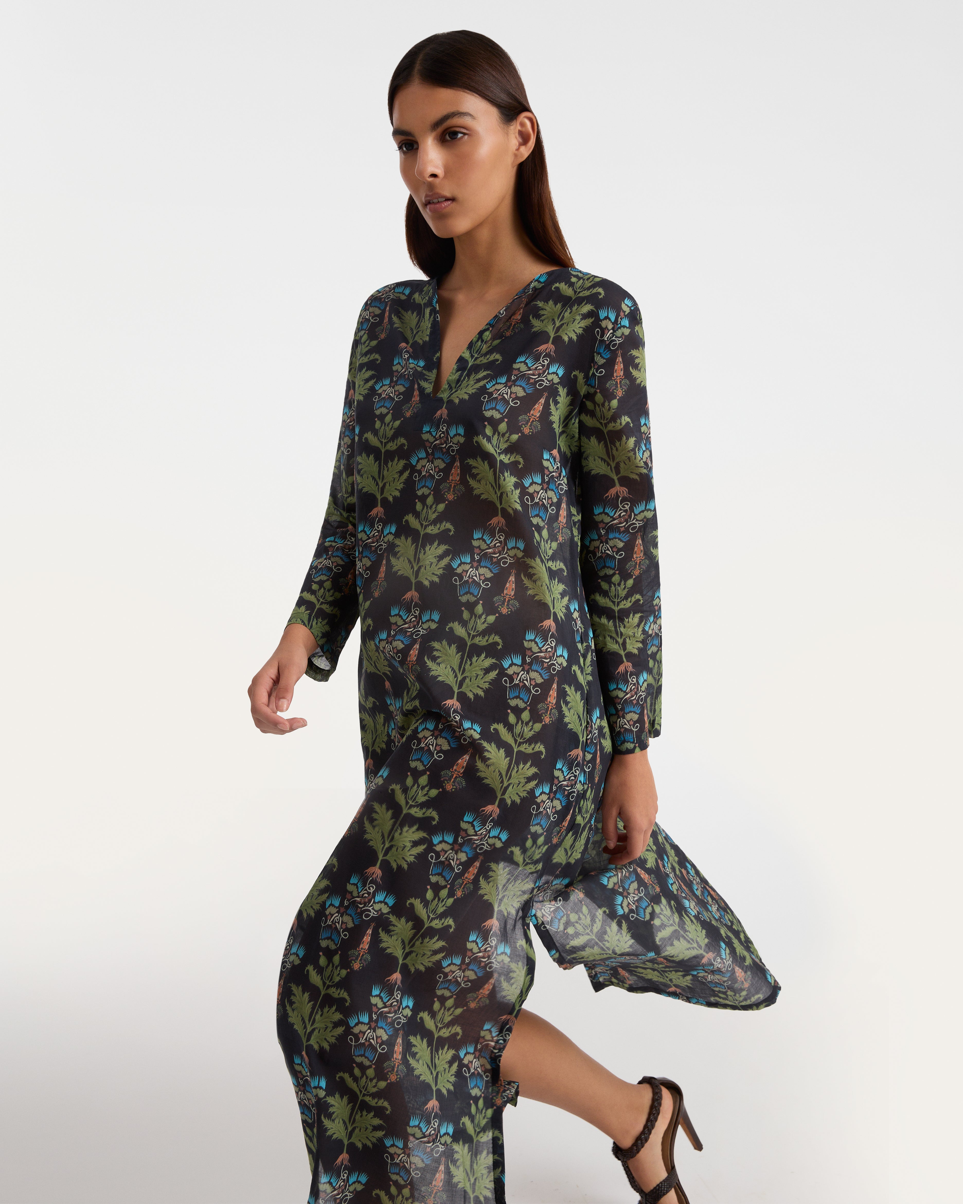 Giada Caftan in Persian Botanic Print