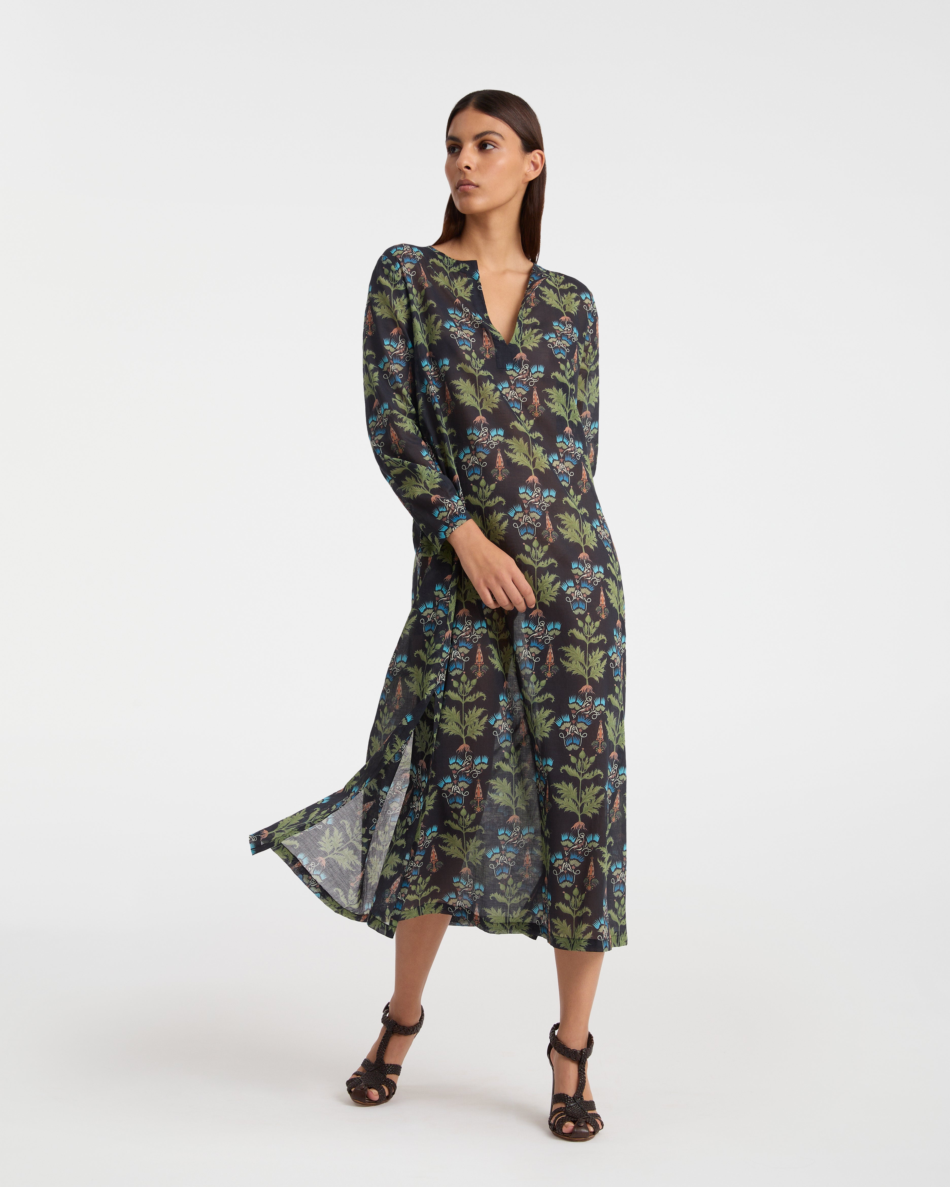 Giada Caftan in Persian Botanic Print