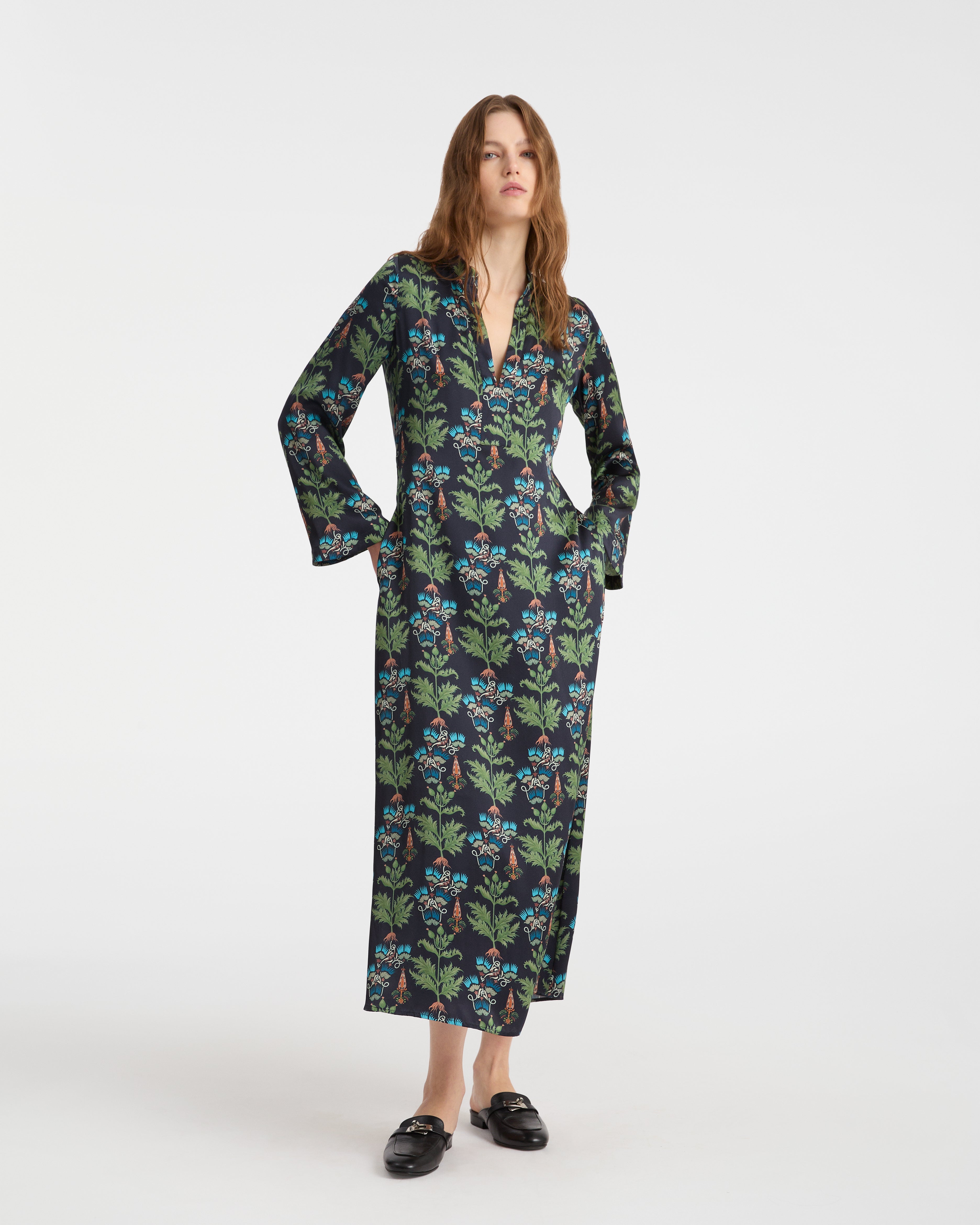 Jenna Caftan in Persian Botanic Print