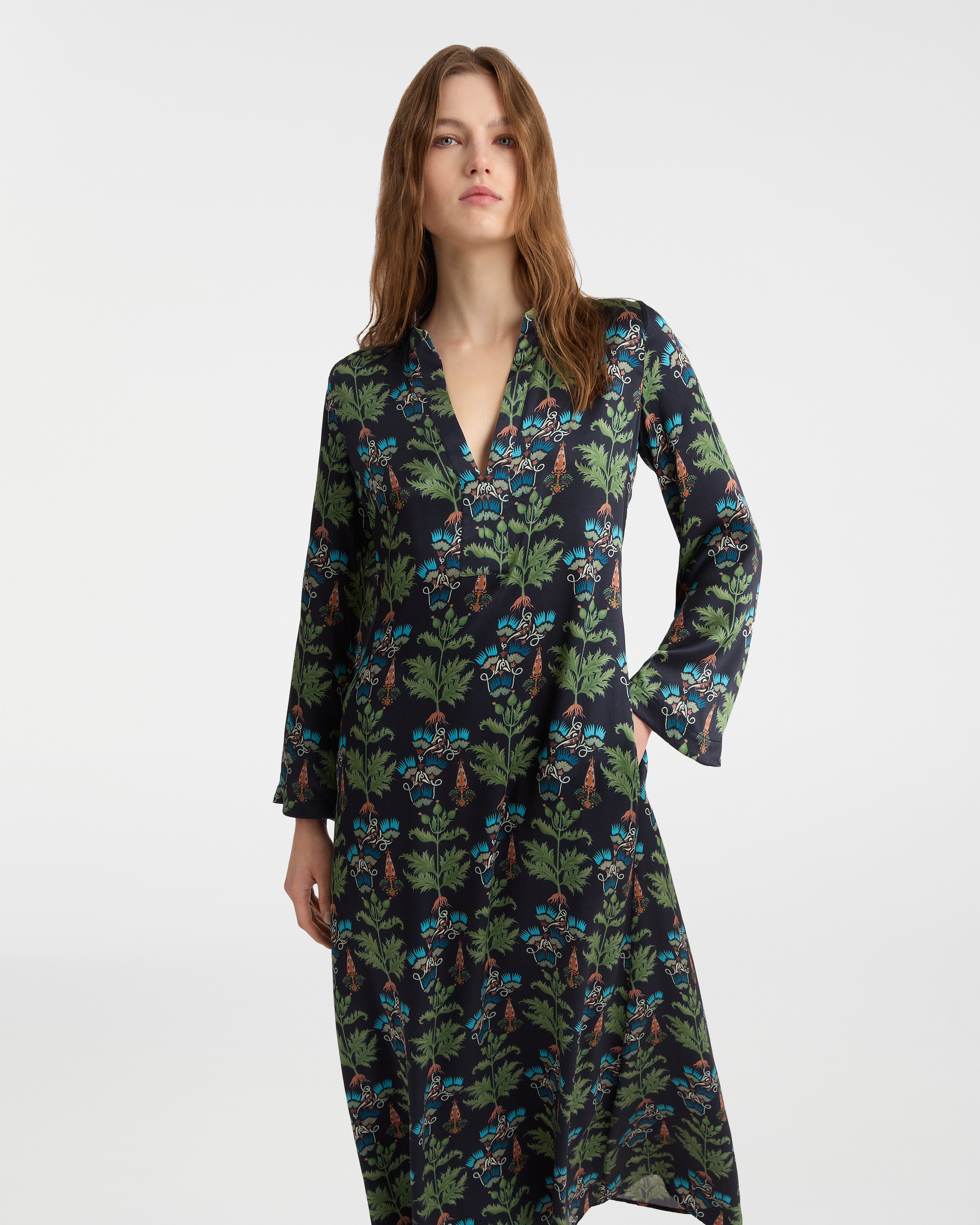 Jenna Caftan in Persian Botanic Print