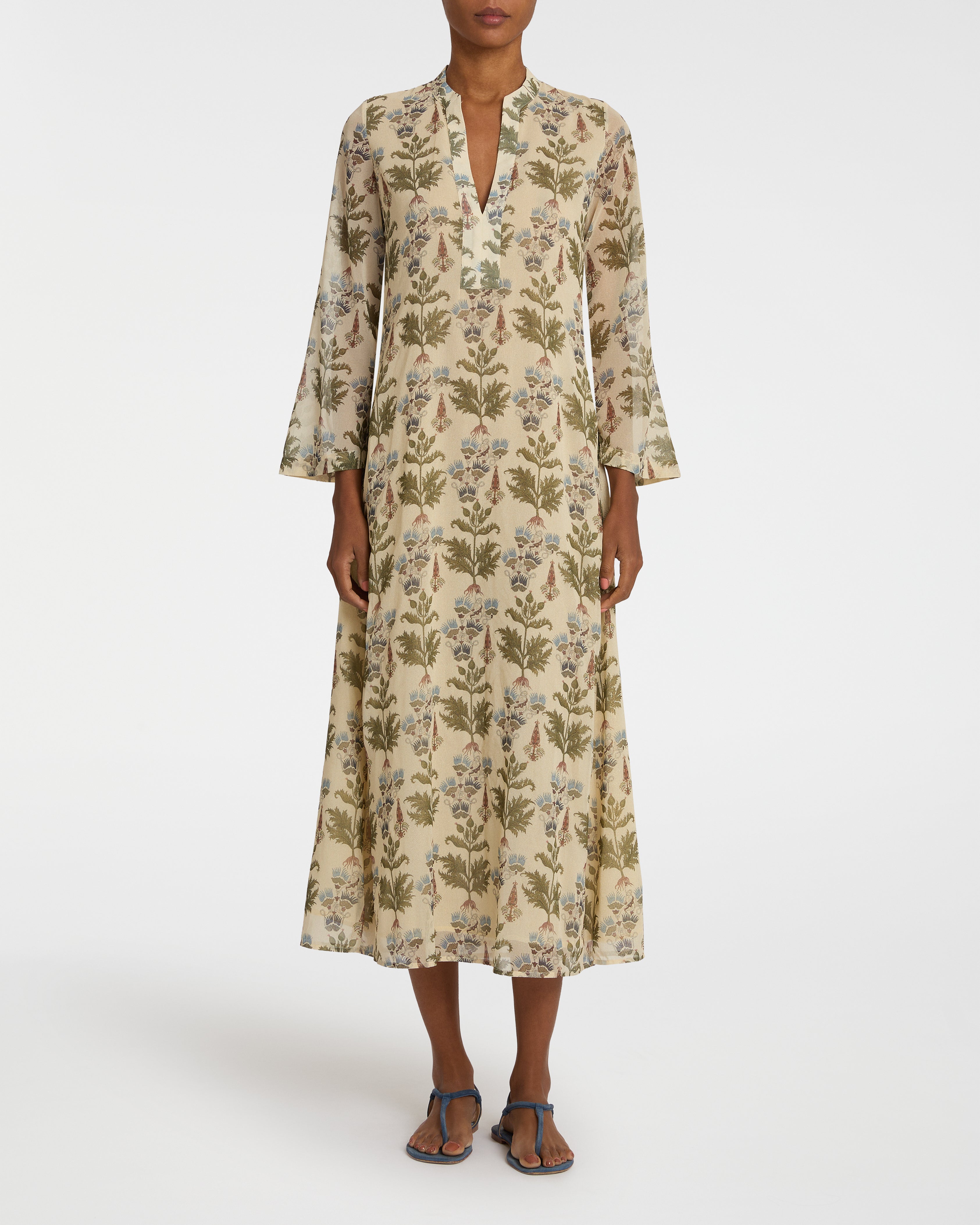 Jenna Caftan in Shiny Persian Botanic Print