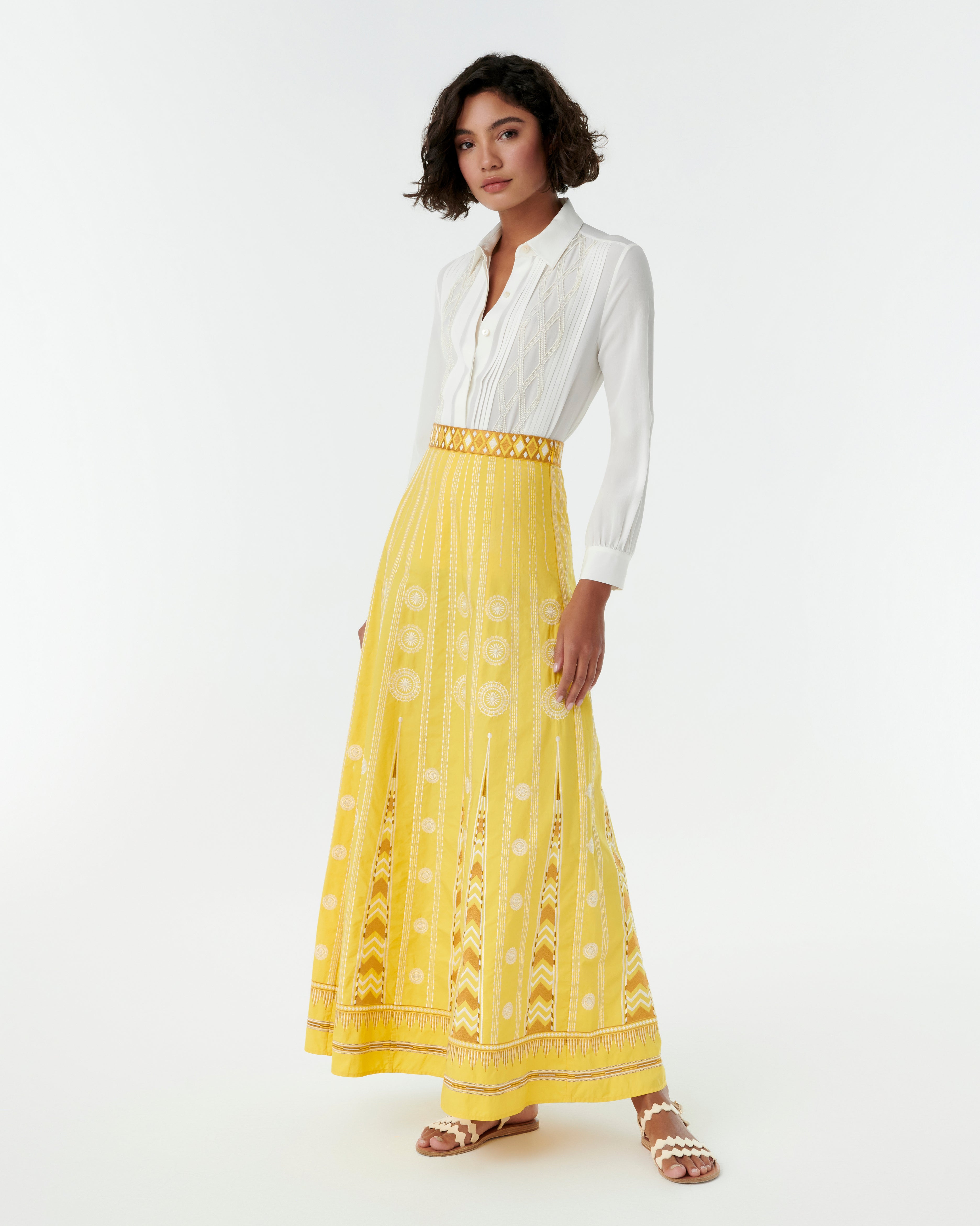 Camille Skirt with Backgammon Embroidery