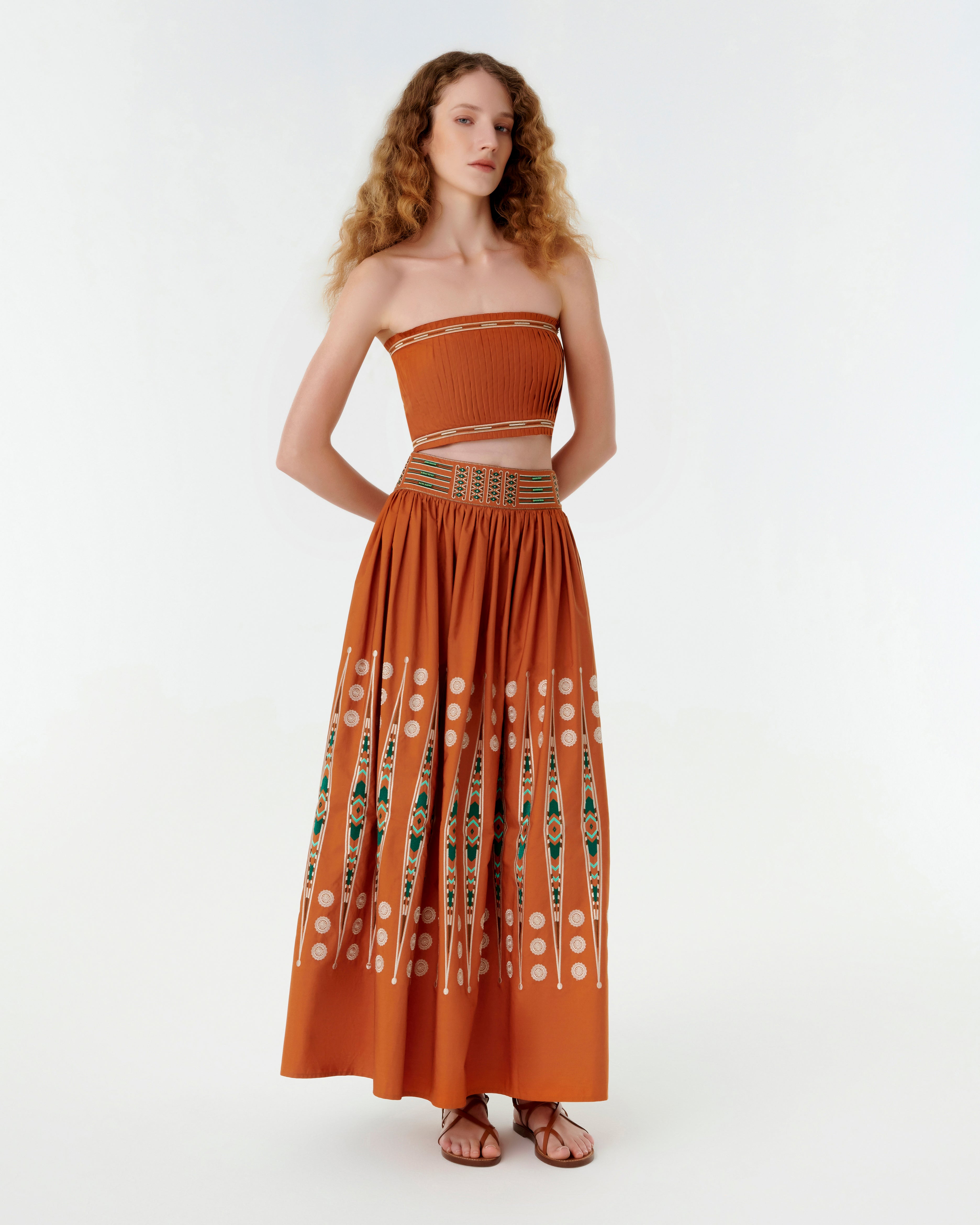 Ombretta Skirt with Backgammon Embroidery