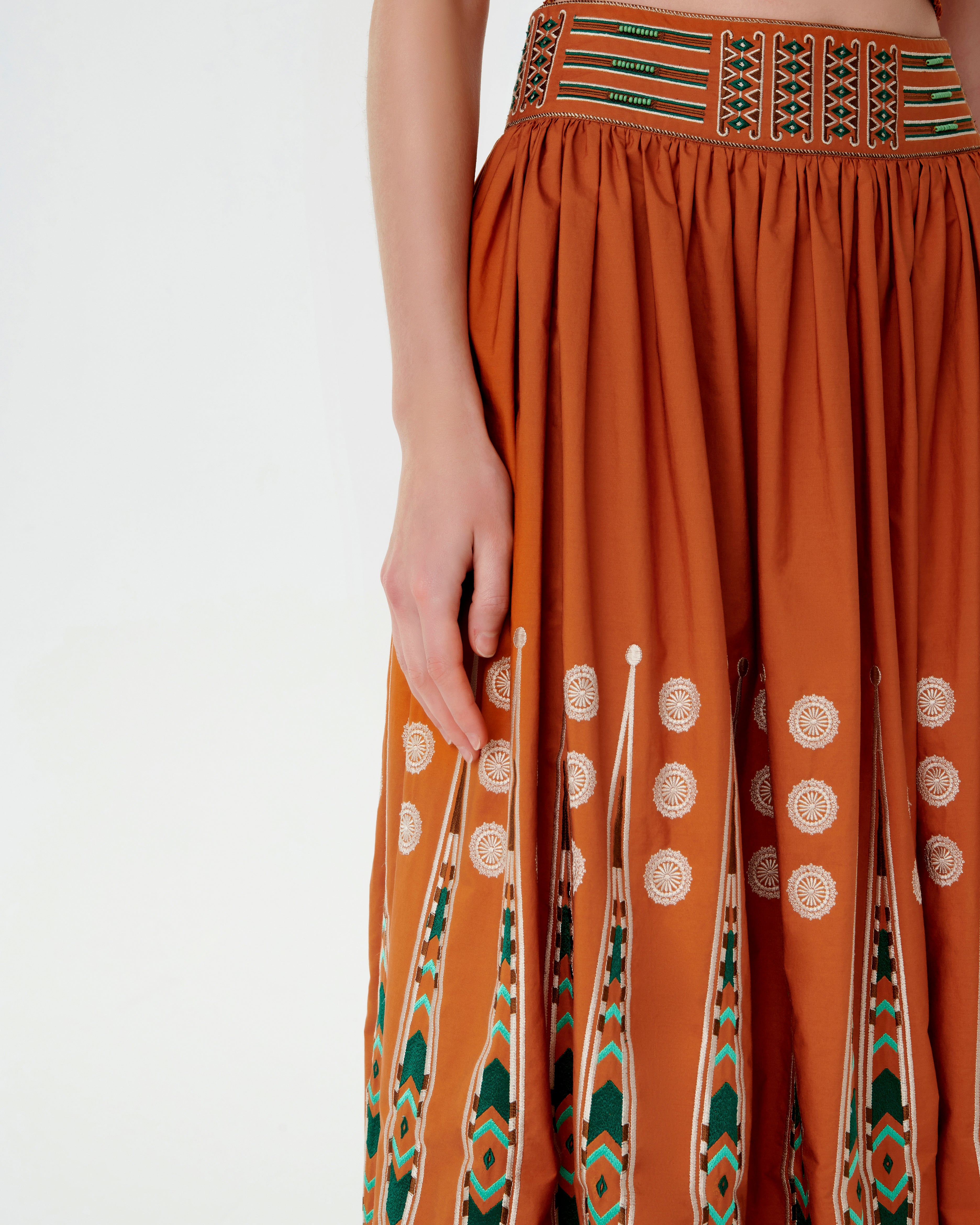 Ombretta Skirt with Backgammon Embroidery