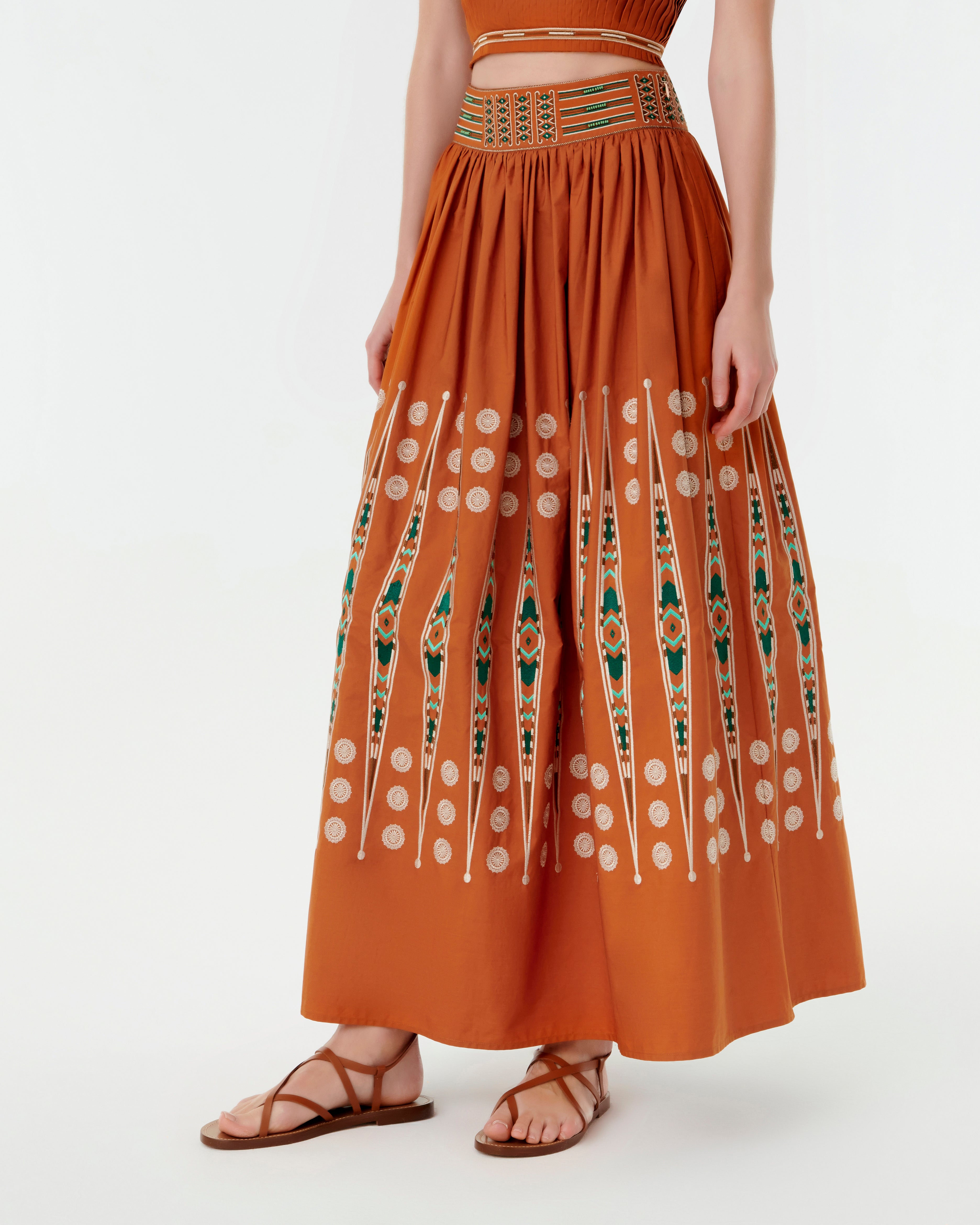 Ombretta Skirt with Backgammon Embroidery