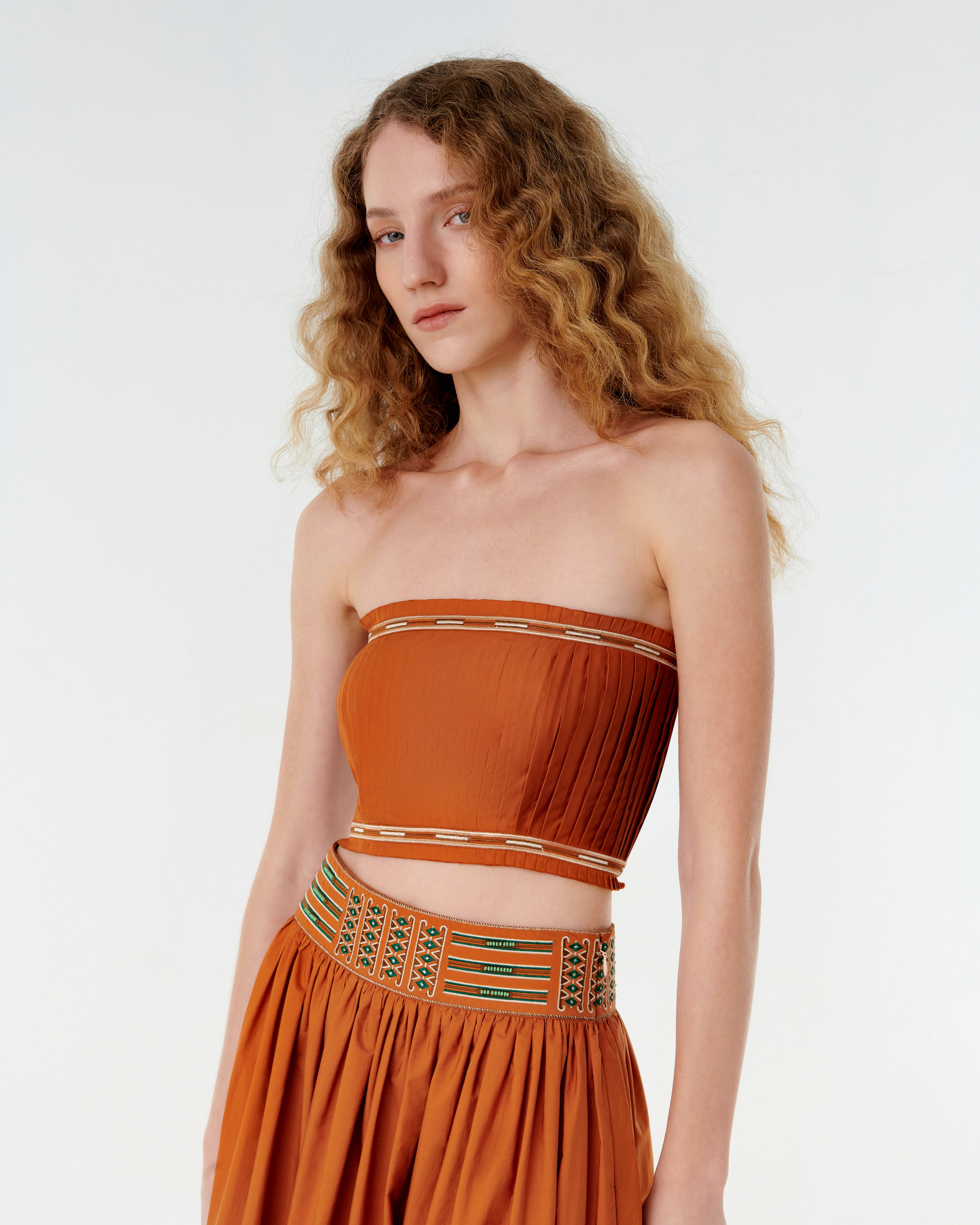 Flavia Top with Backgammon Embroidery