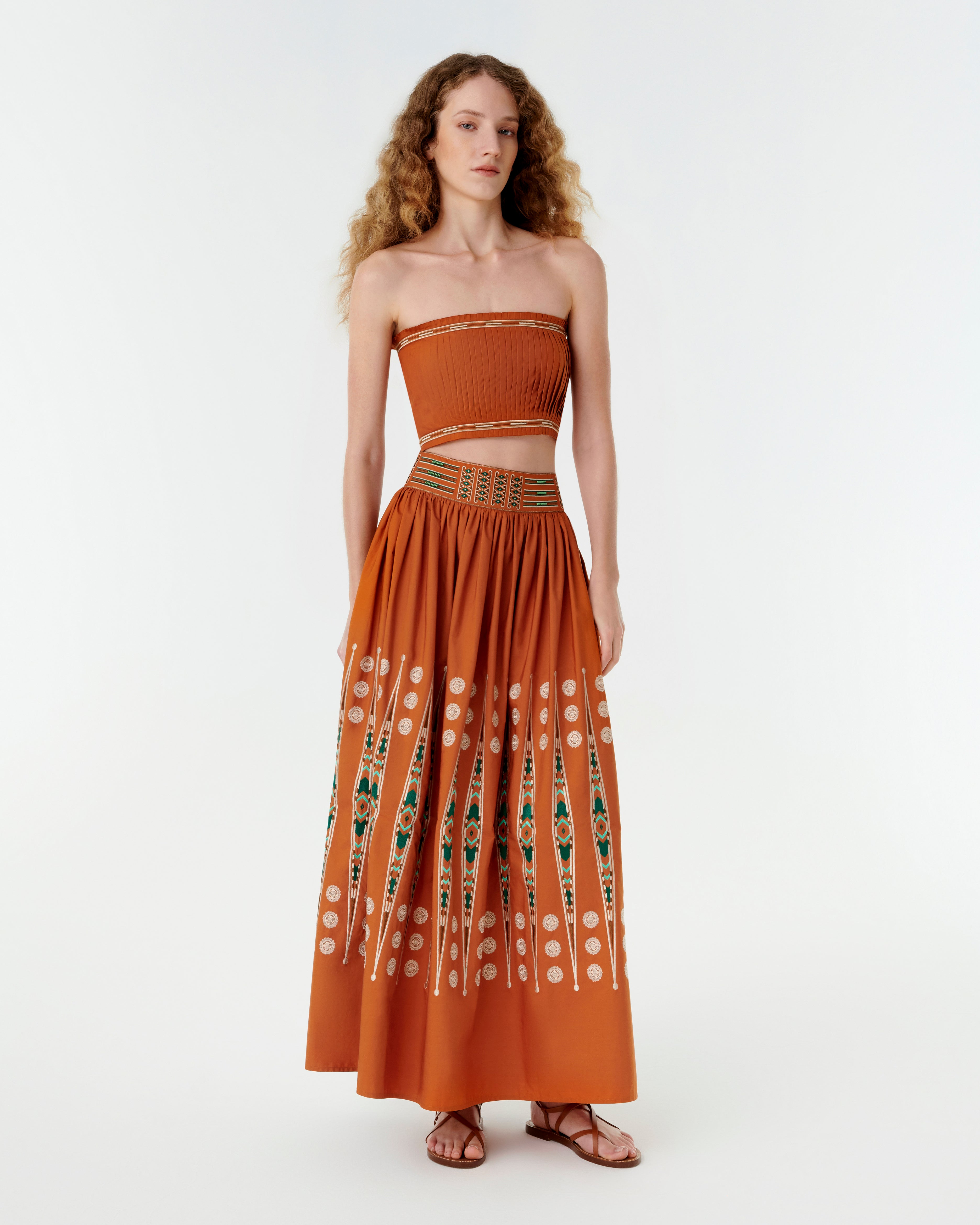 Flavia Top with Backgammon Embroidery