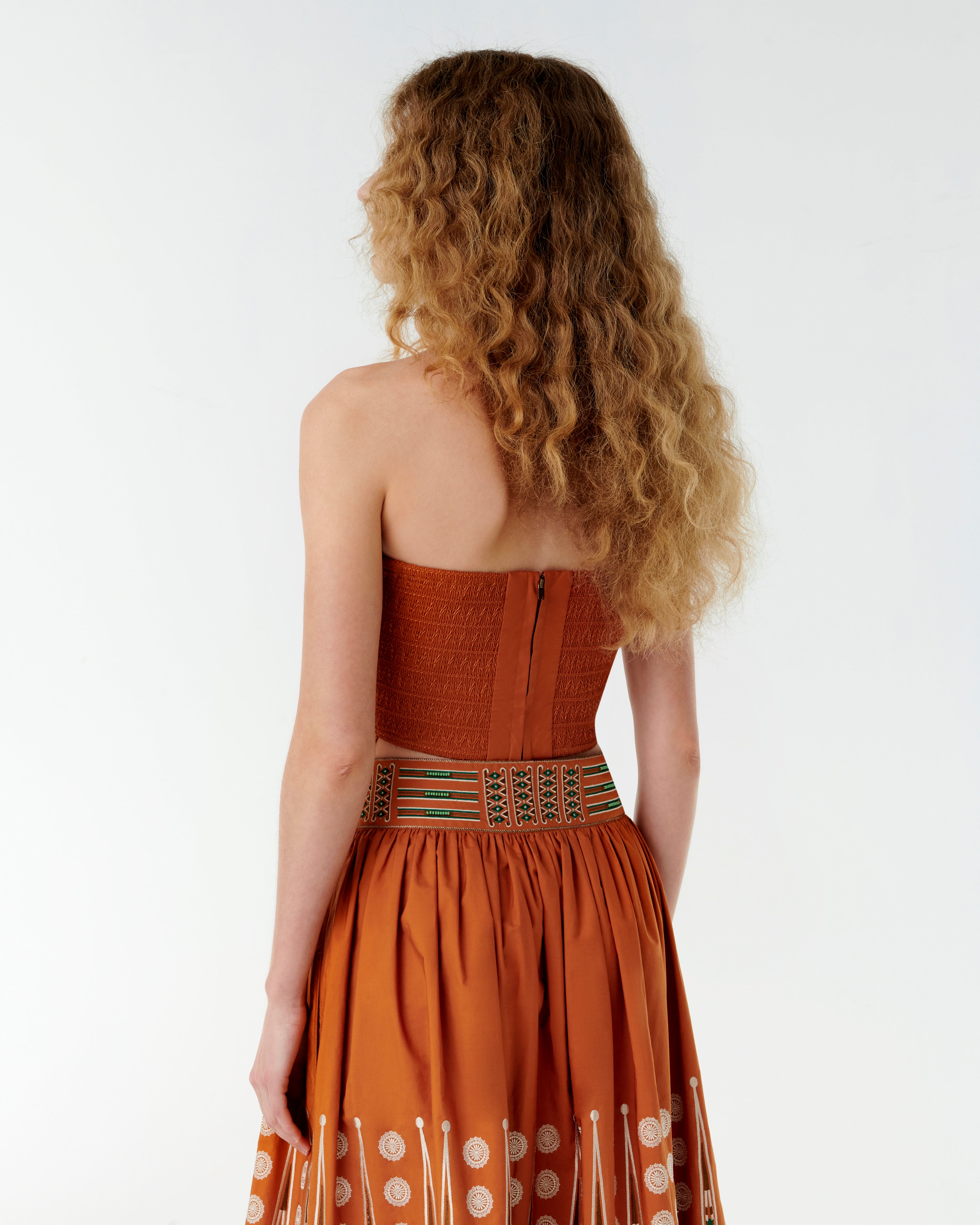 Flavia Top with Backgammon Embroidery