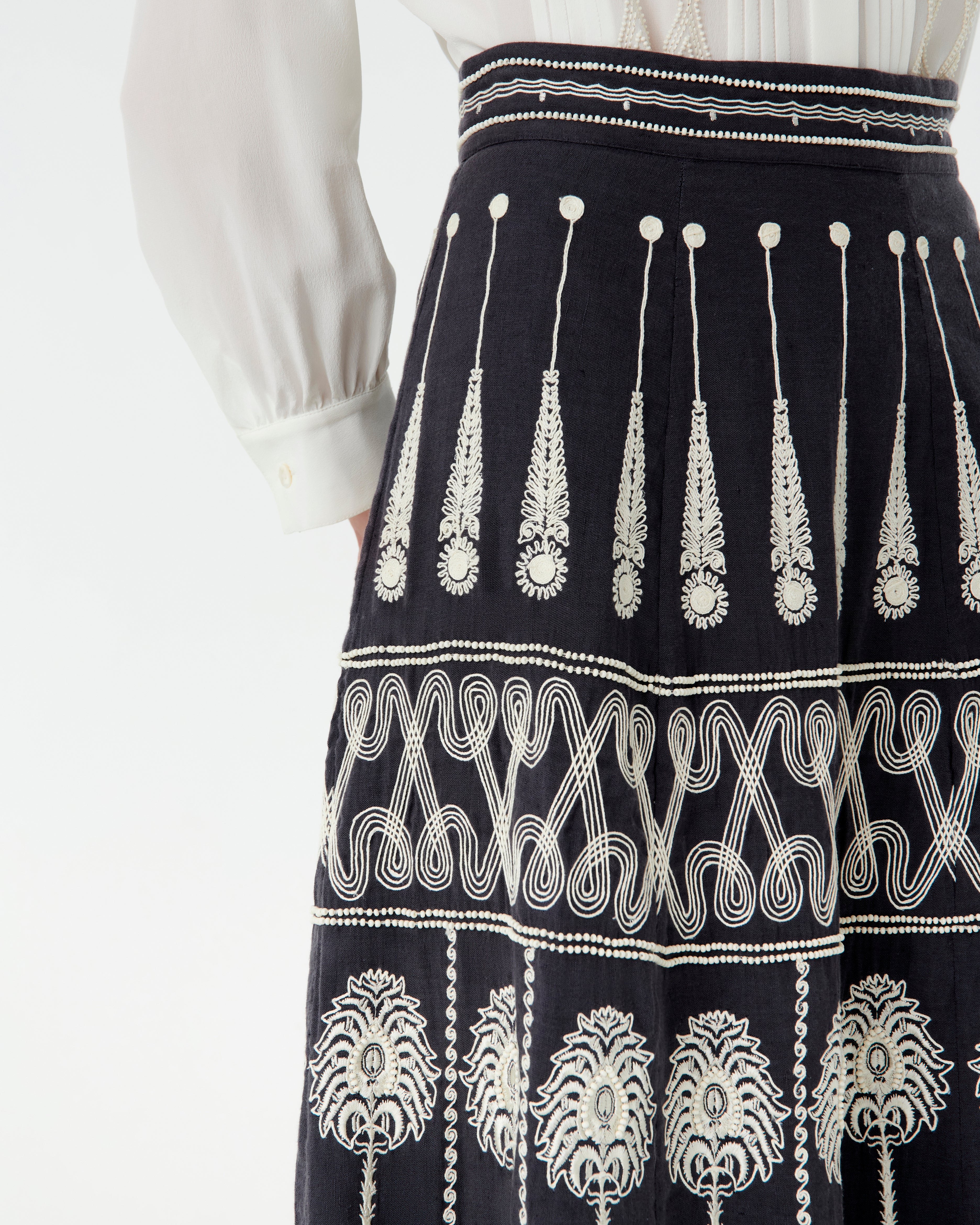 Camille Skirt with Greek Rooster Embroidery