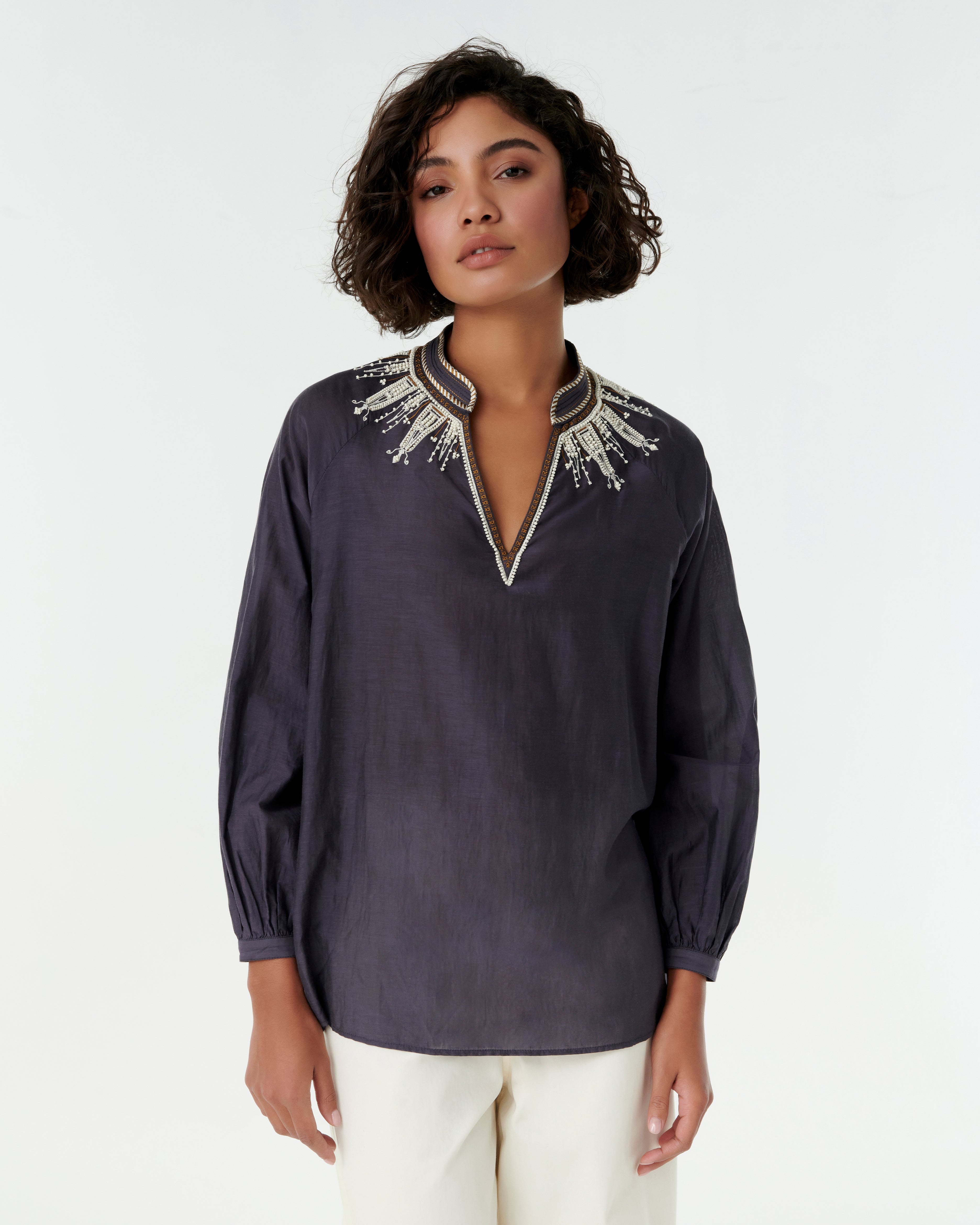 Ilizia Blouse with Greek Rooster Embroidery