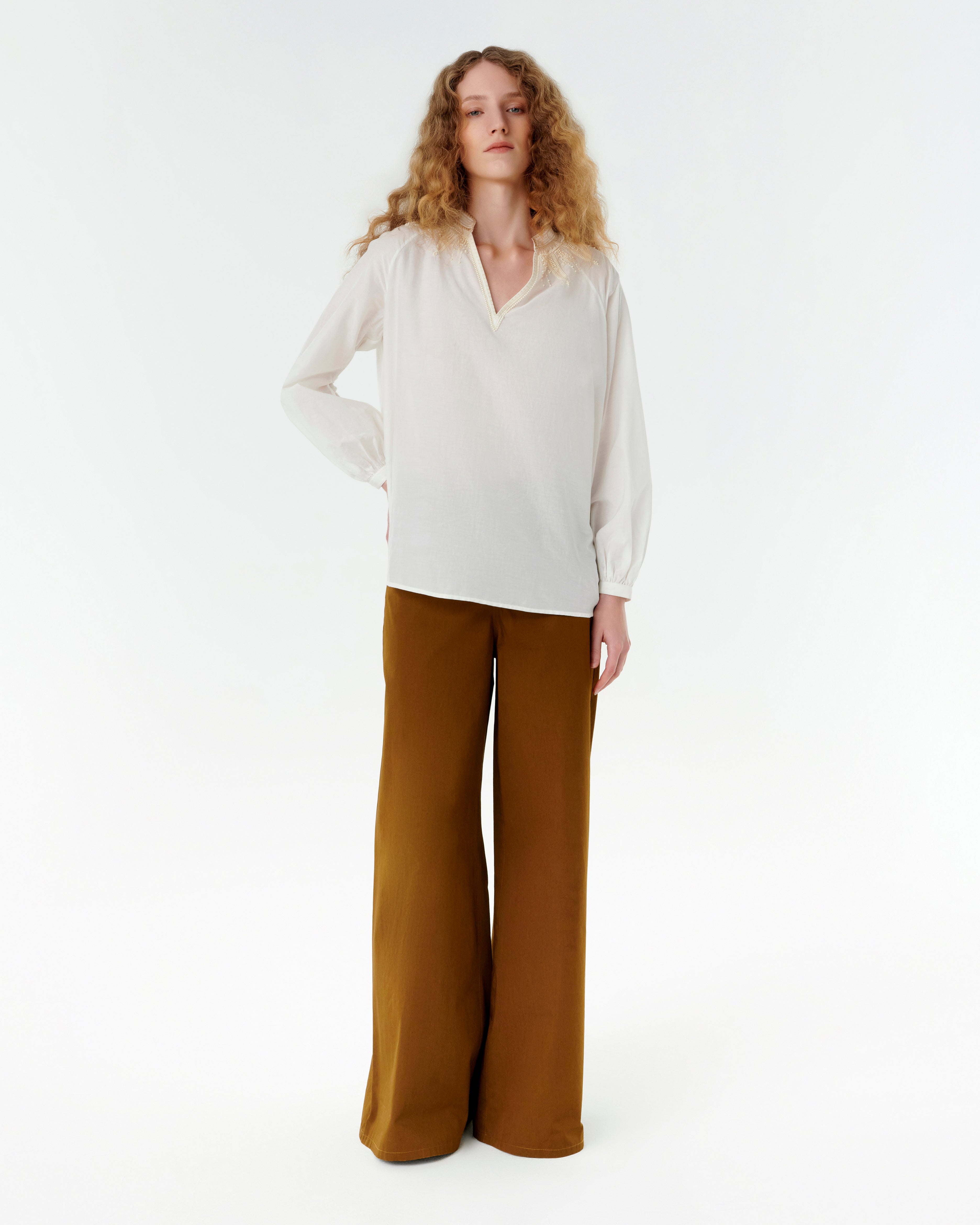 Ilizia Blouse with Greek Rooster Embroidery