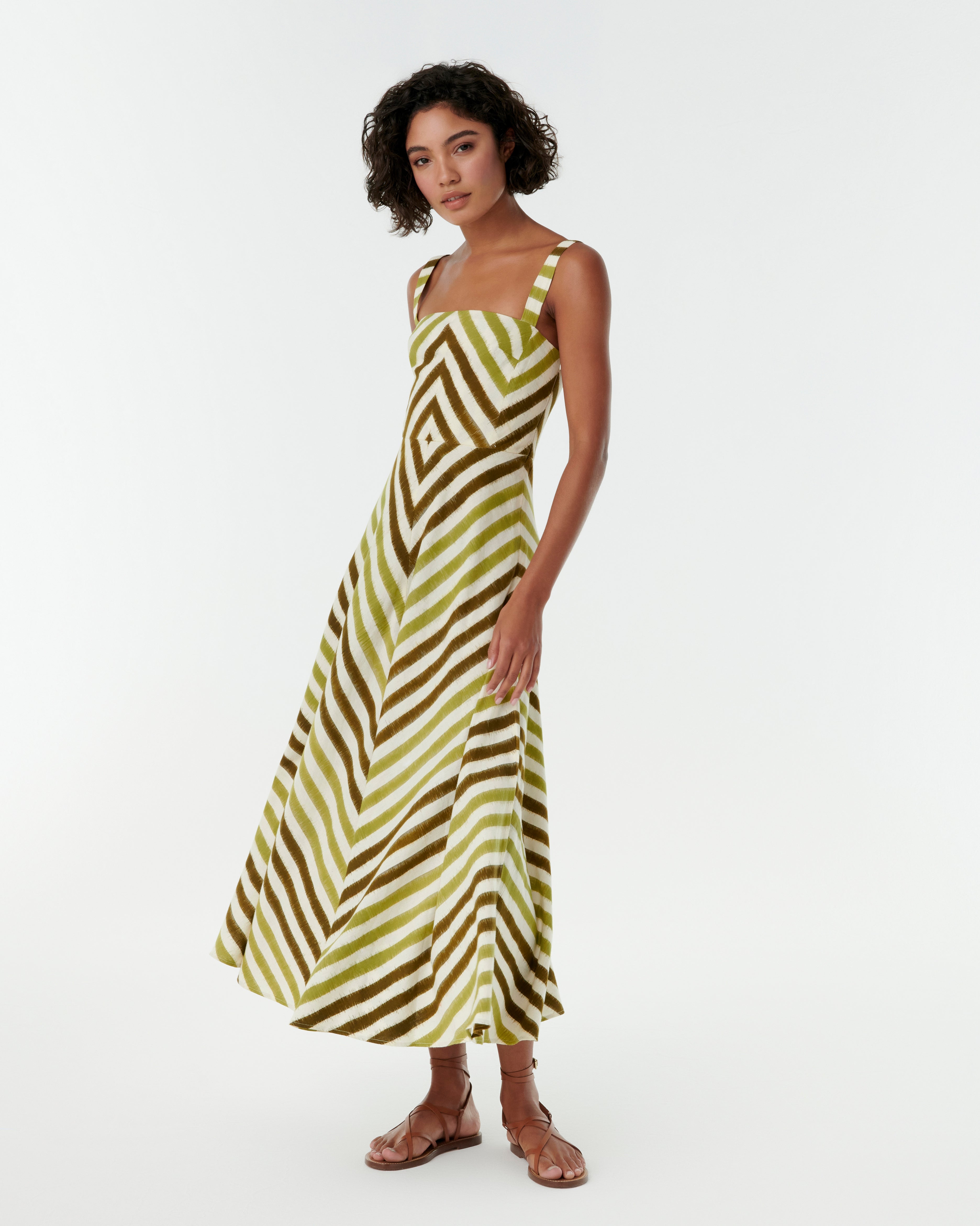 Margherita Dress in Ikat Stripes