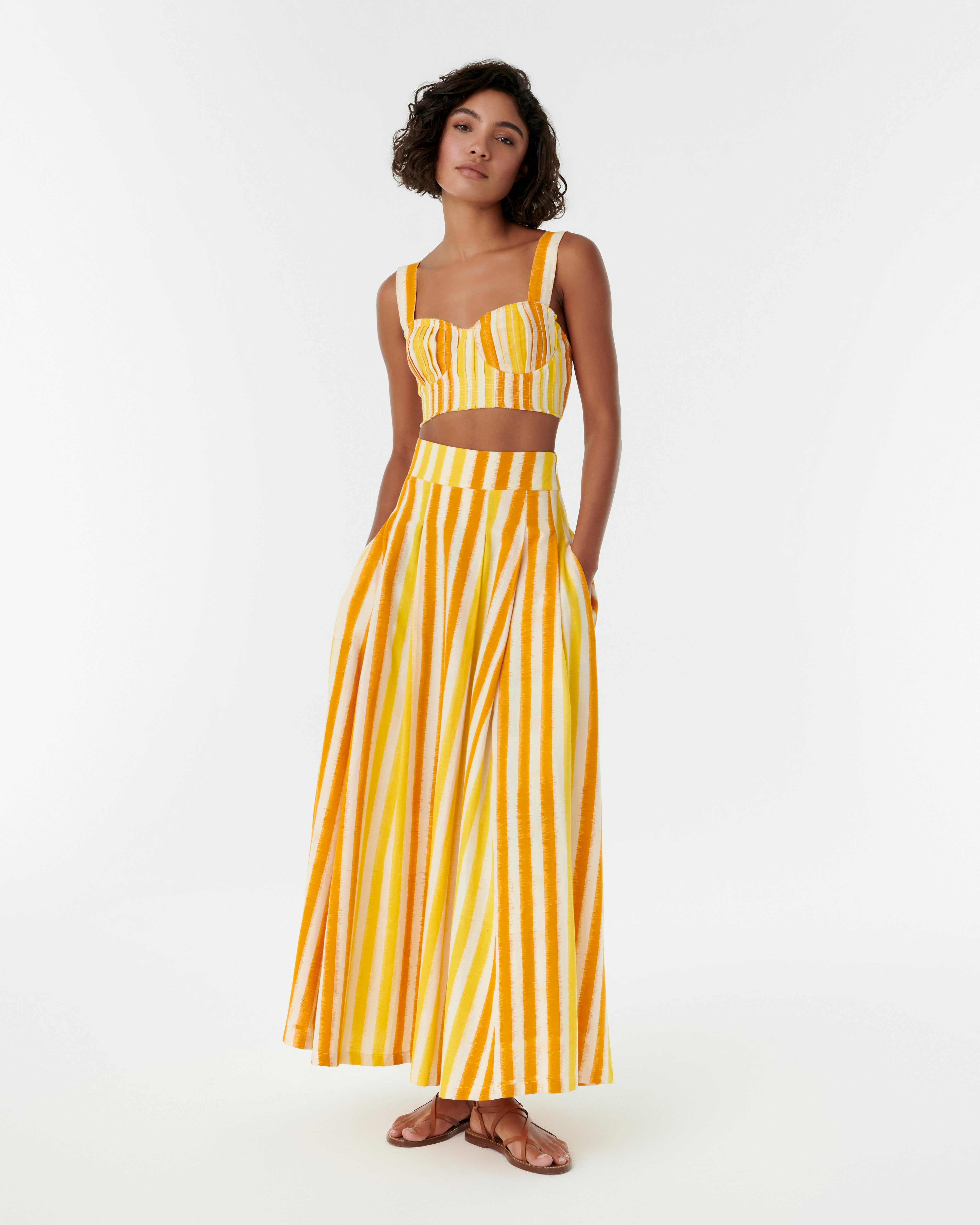 Flaminia Skirt in Ikat Stripes