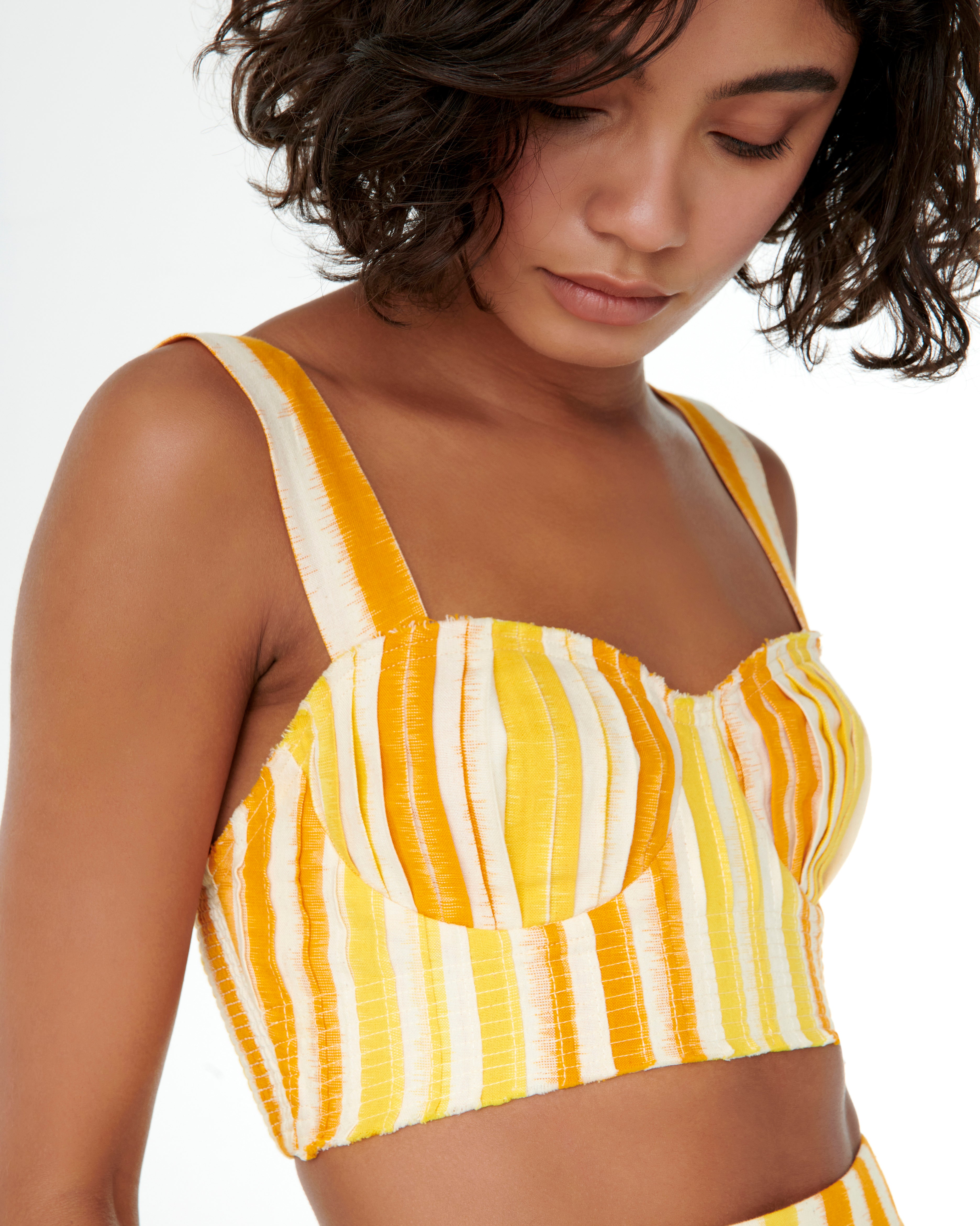 Dalia Top in Ikat Stripes