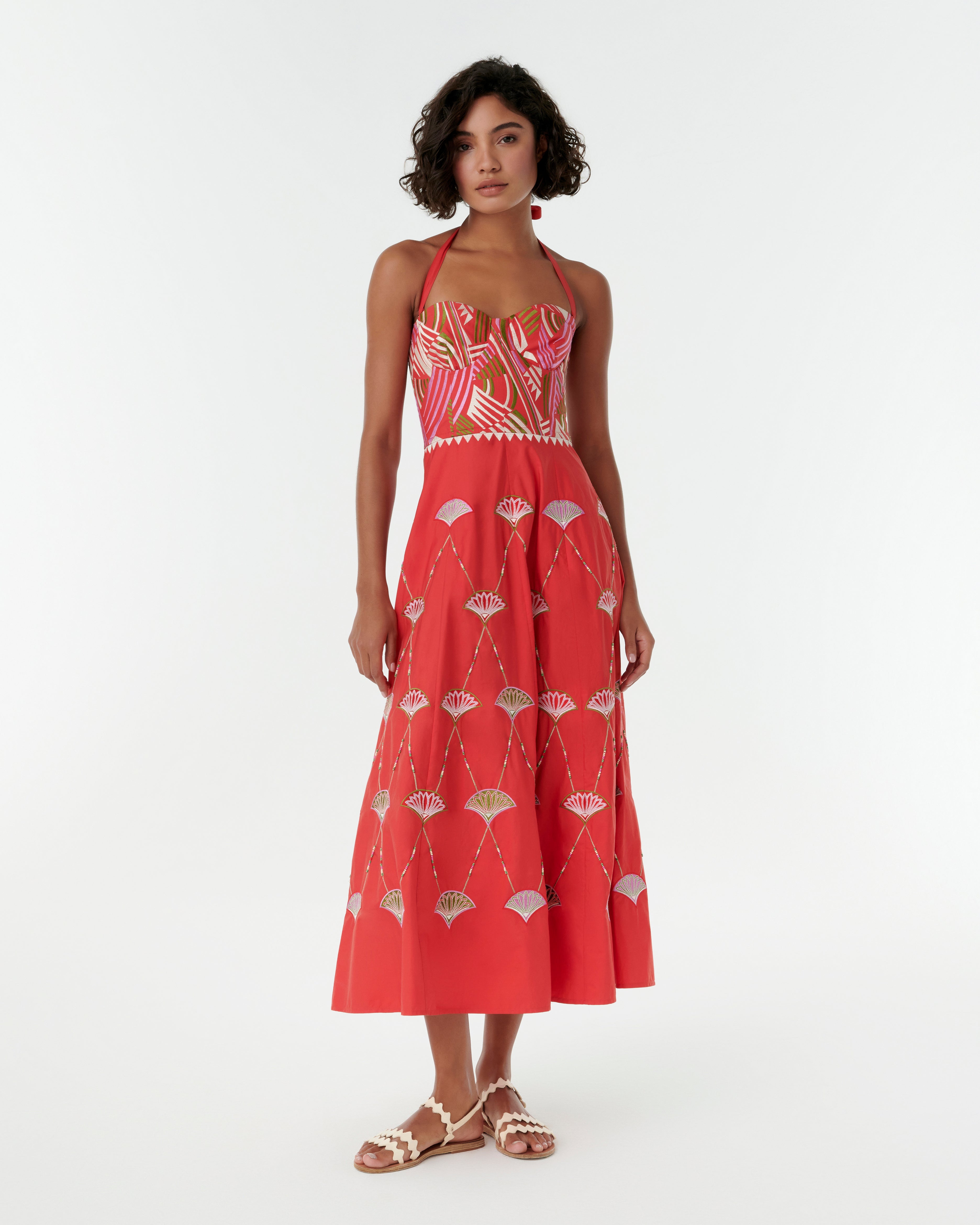 Lotty Dress with Japanese Peacock Embroidery