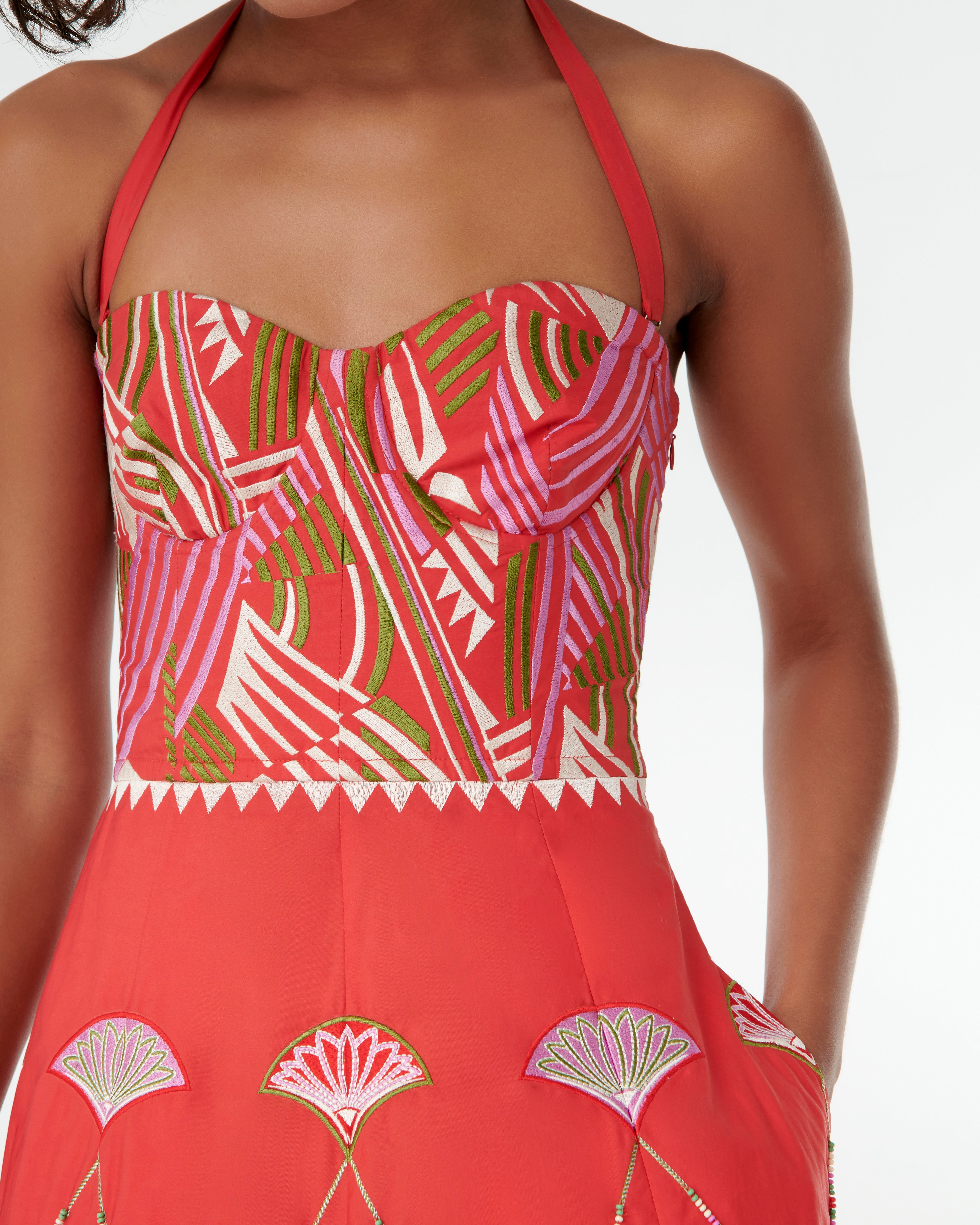 Lotty Dress with Japanese Peacock Embroidery