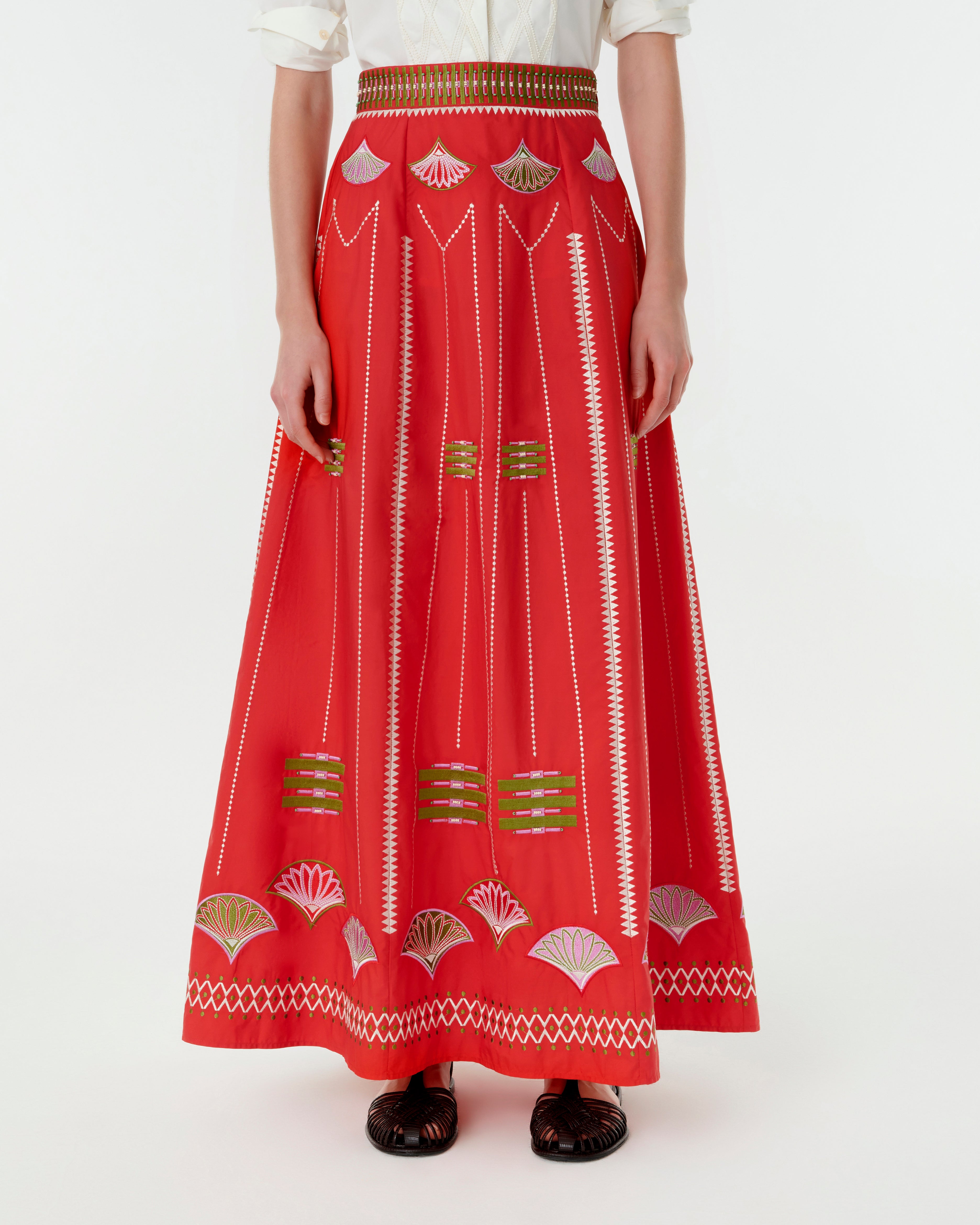 Camille Skirt with Japanese Peacock Embroidery