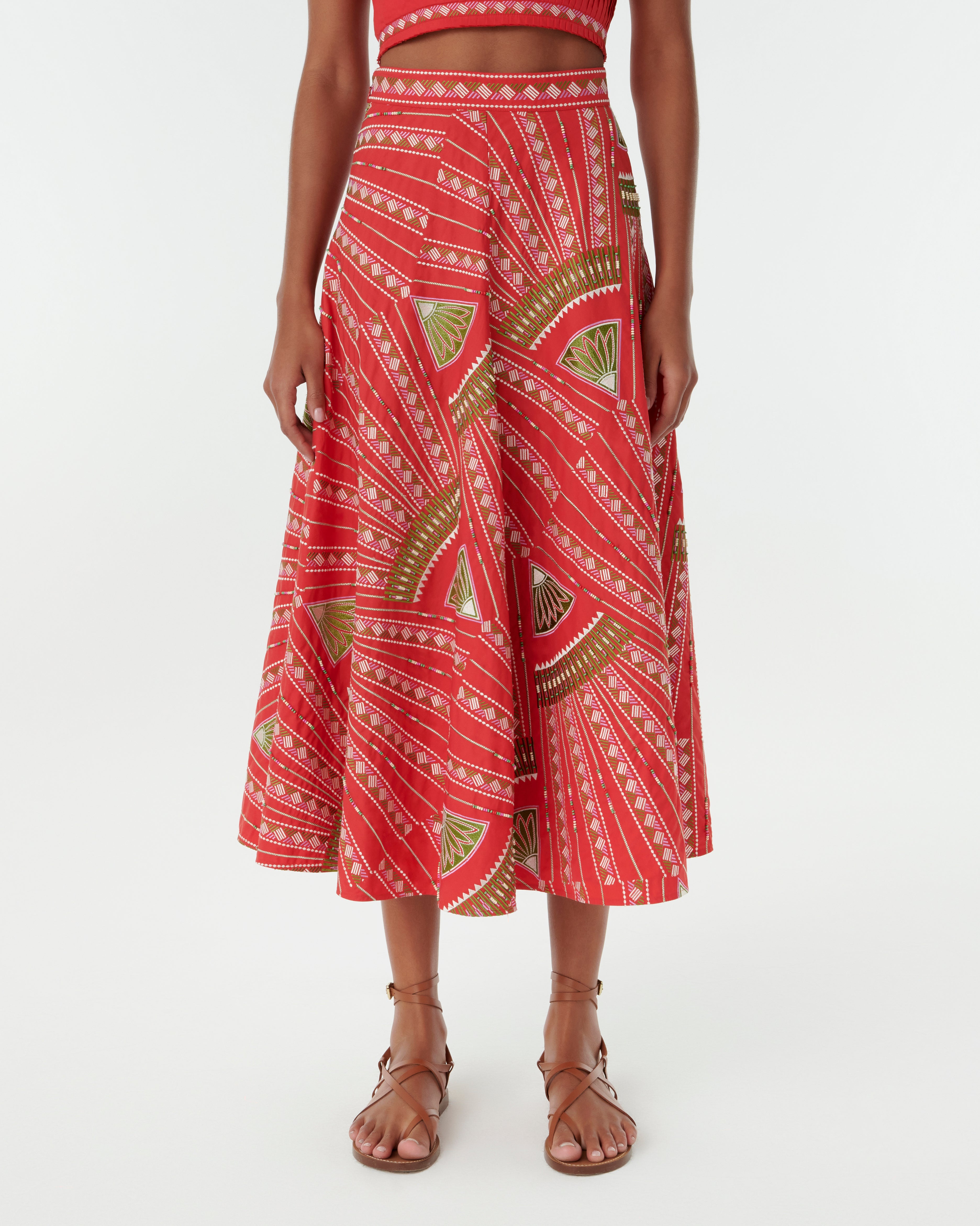 Tasha Skirt with Japanese Peacock Embroidery