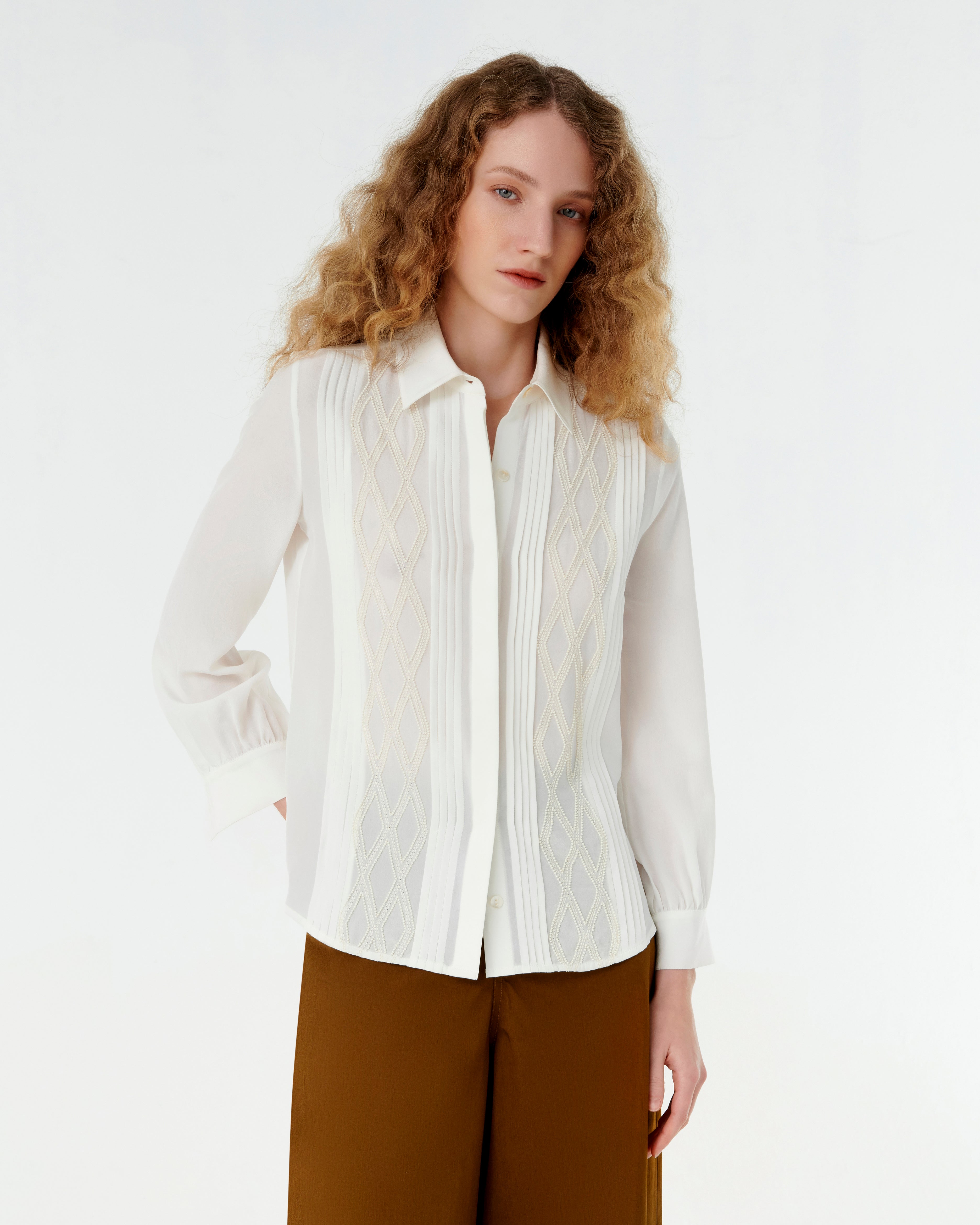 Edna Shirt with Japanese Peacock Embroidery