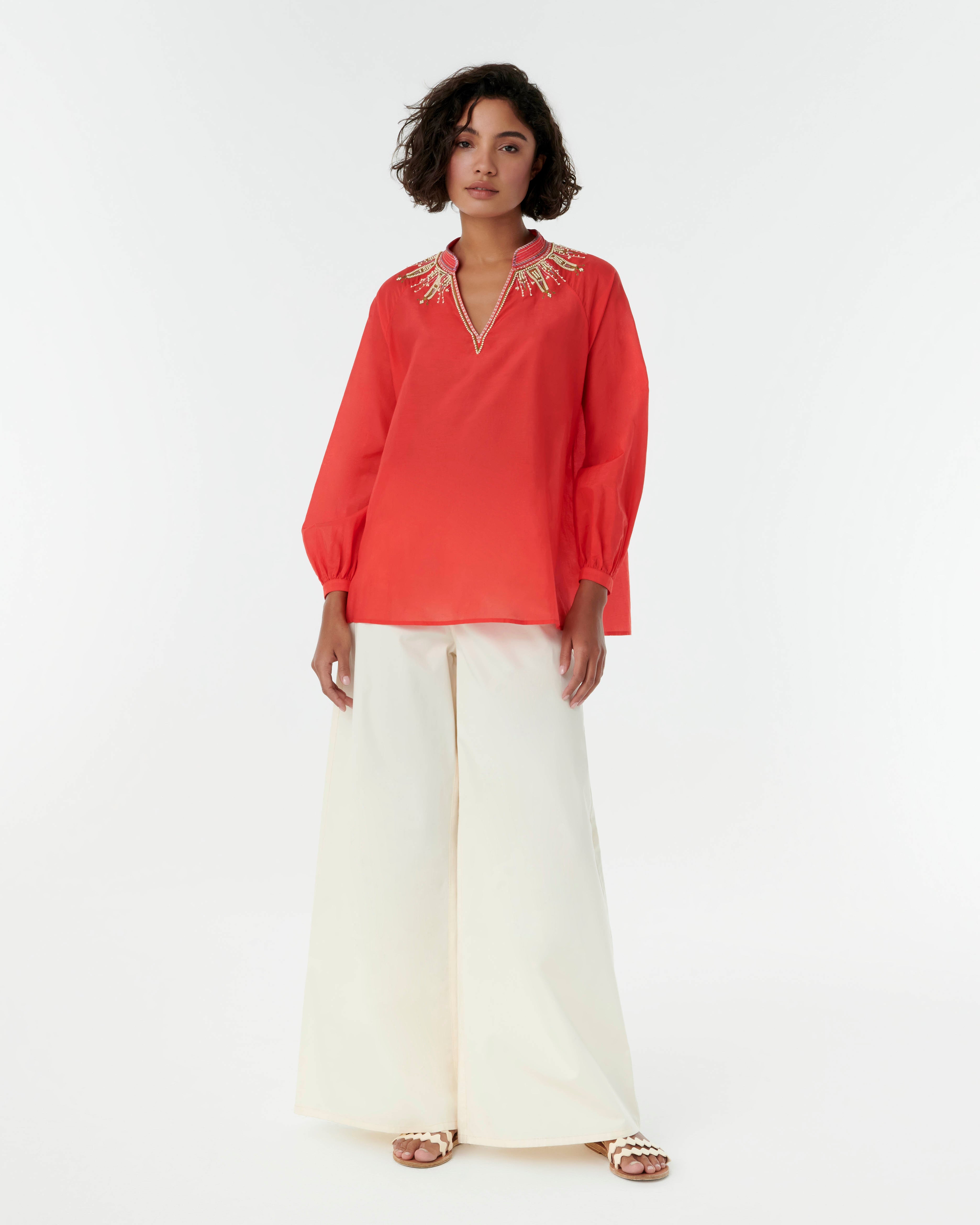 Ilizia Blouse with Japanese Peacock Embroidery