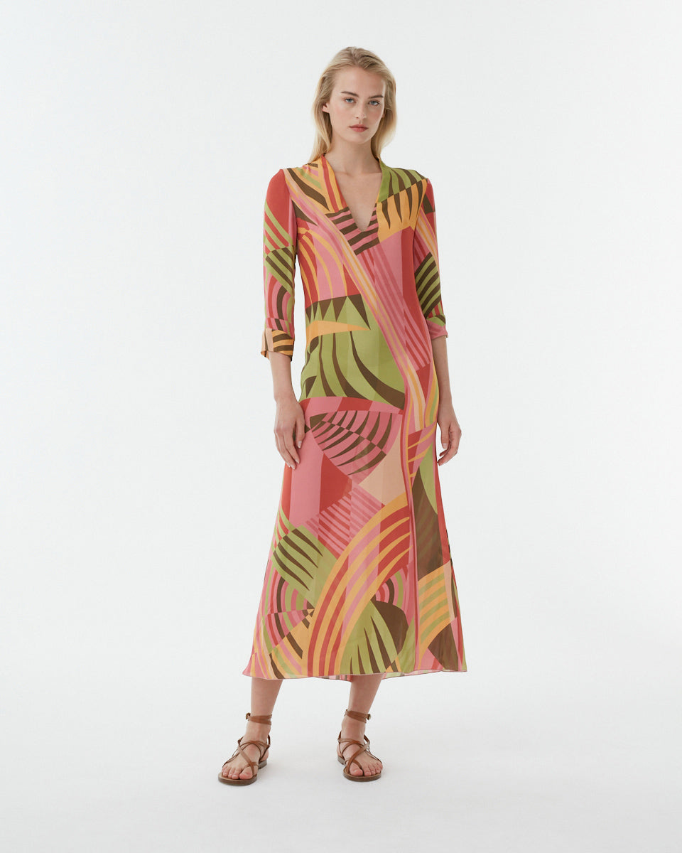 Tiara Dress with Pagoda Print