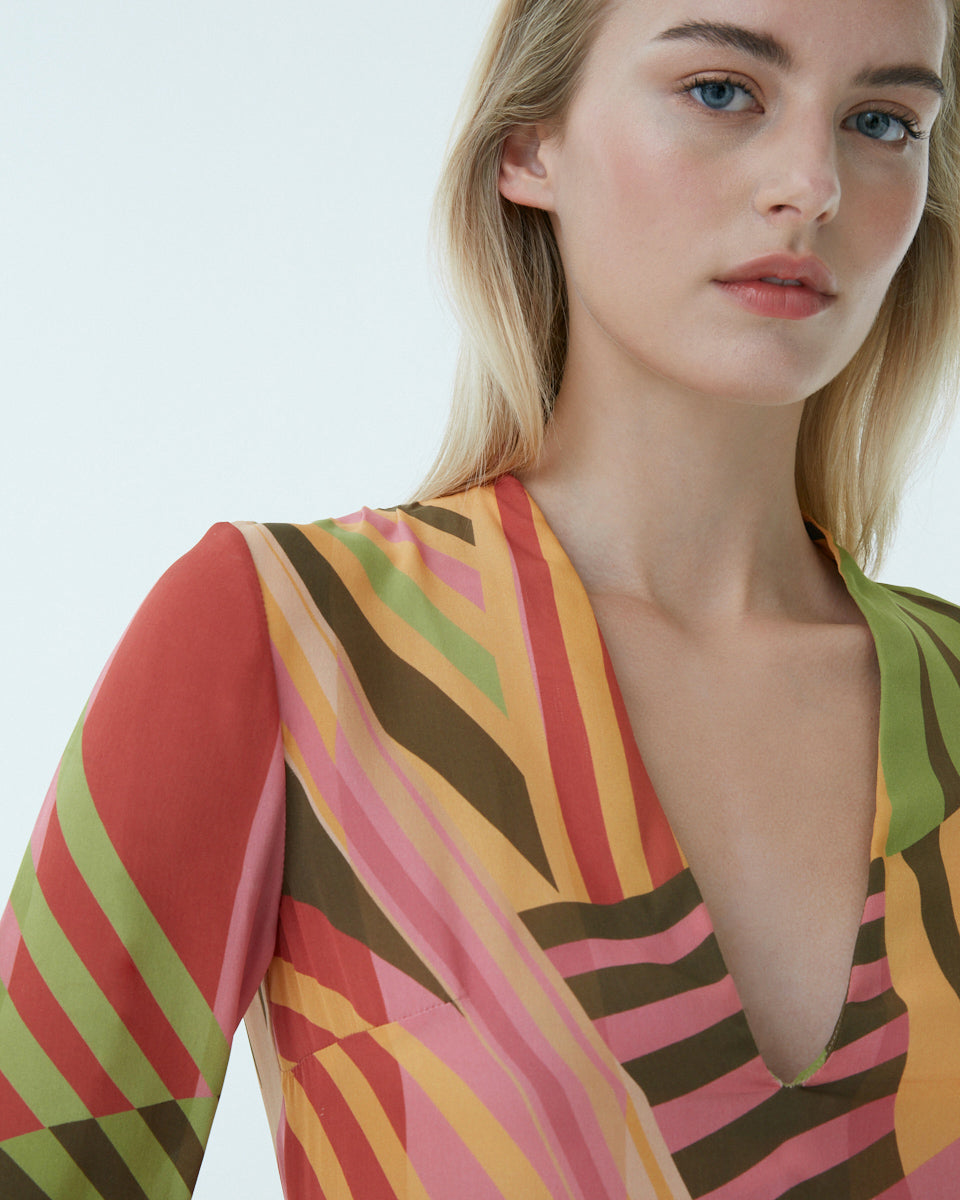 Tiara Dress with Pagoda Print