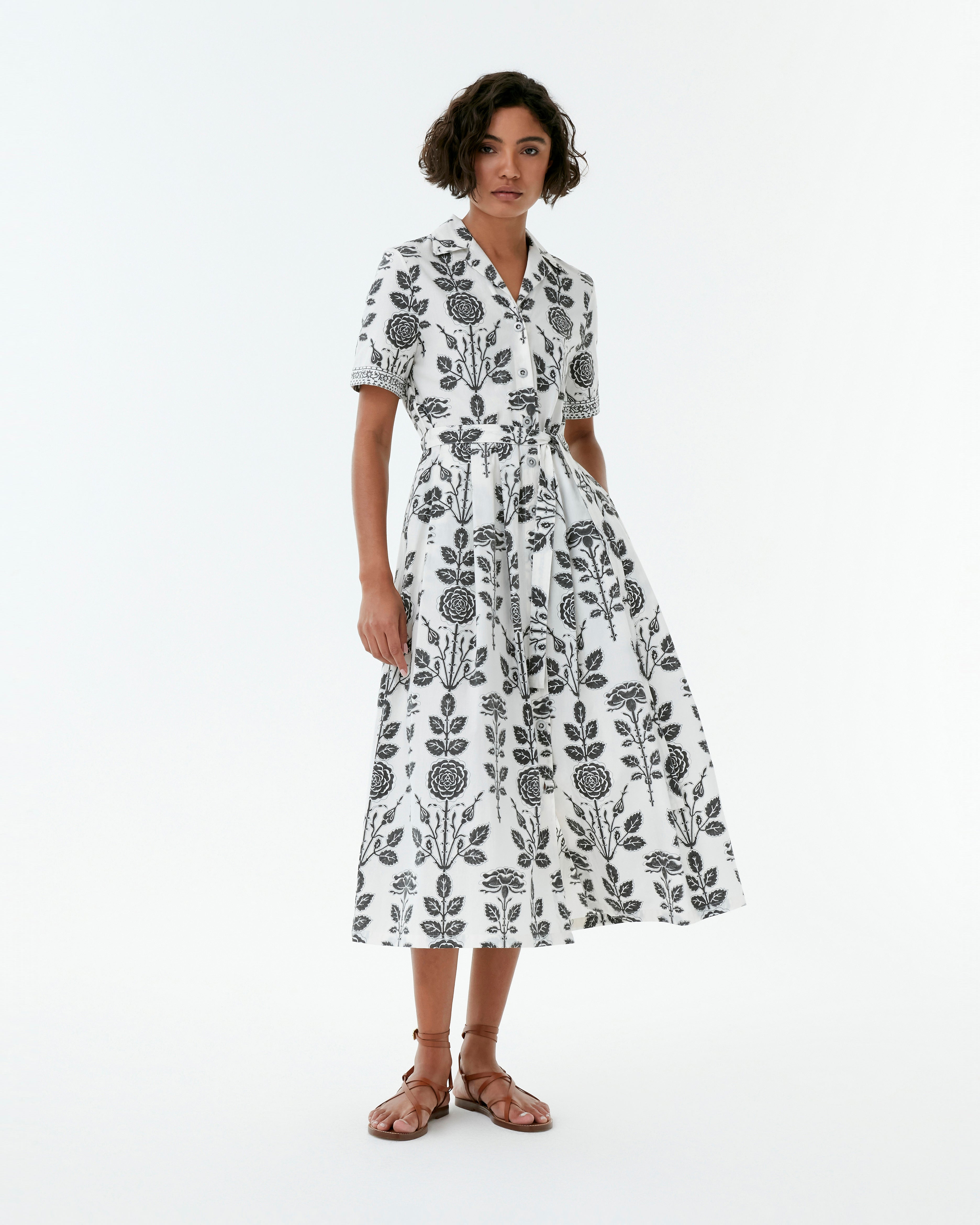 Claudia Dress in Black Rose Print