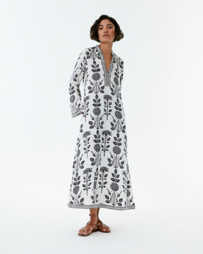 Jenna Caftan in Black Rose Print