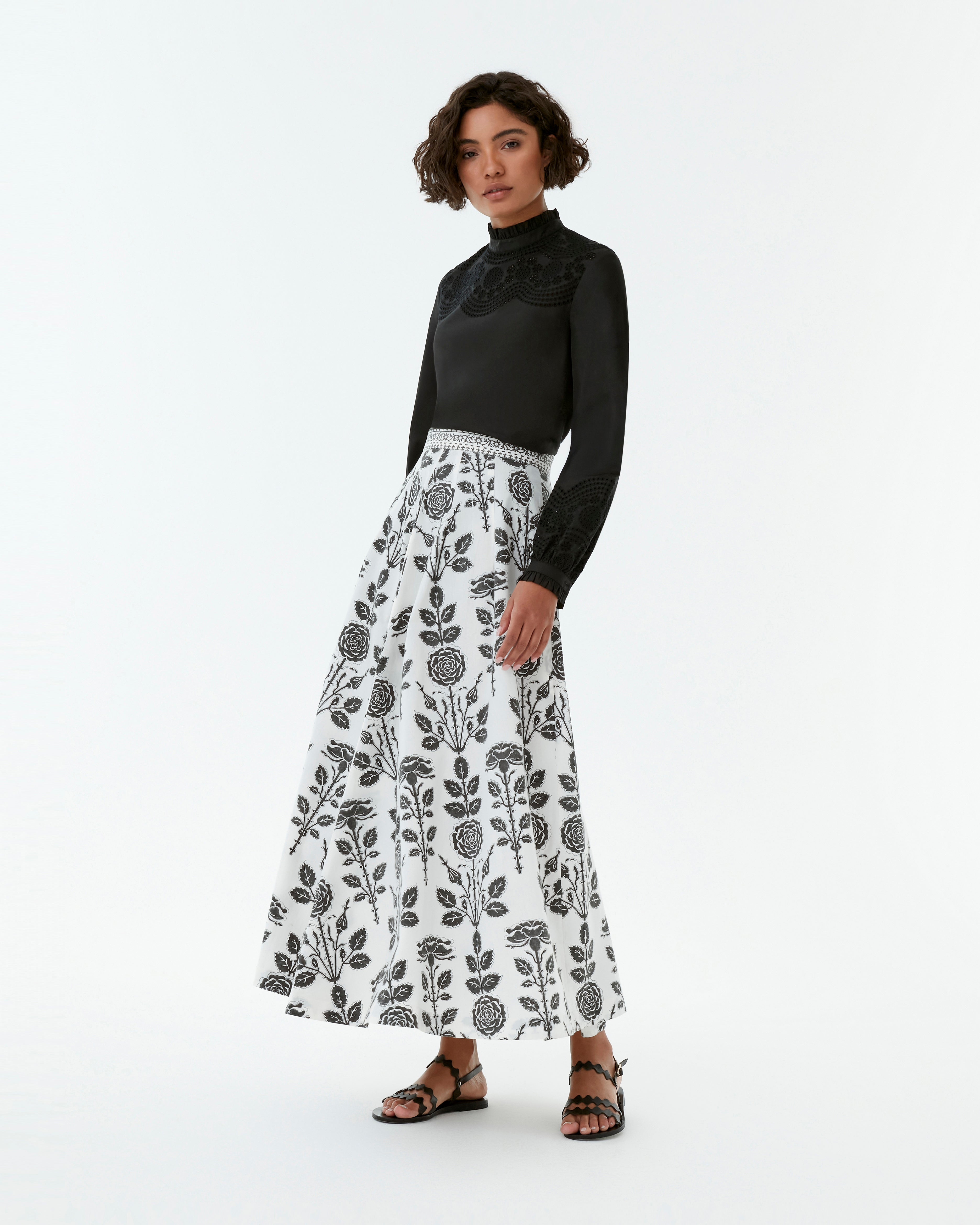 Amelianna Skirt in Black Rose Print