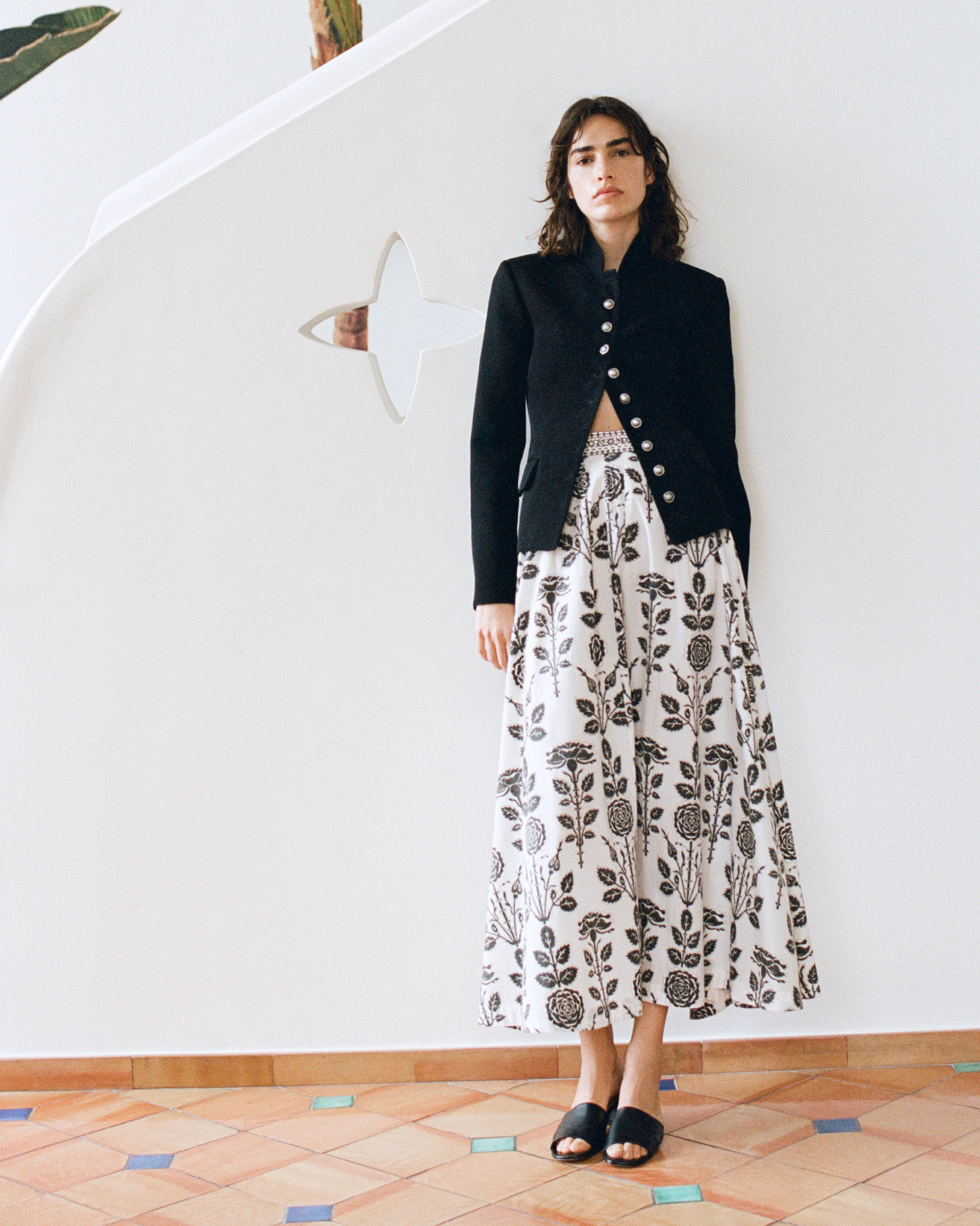 Amelianna Skirt in Black Rose Print