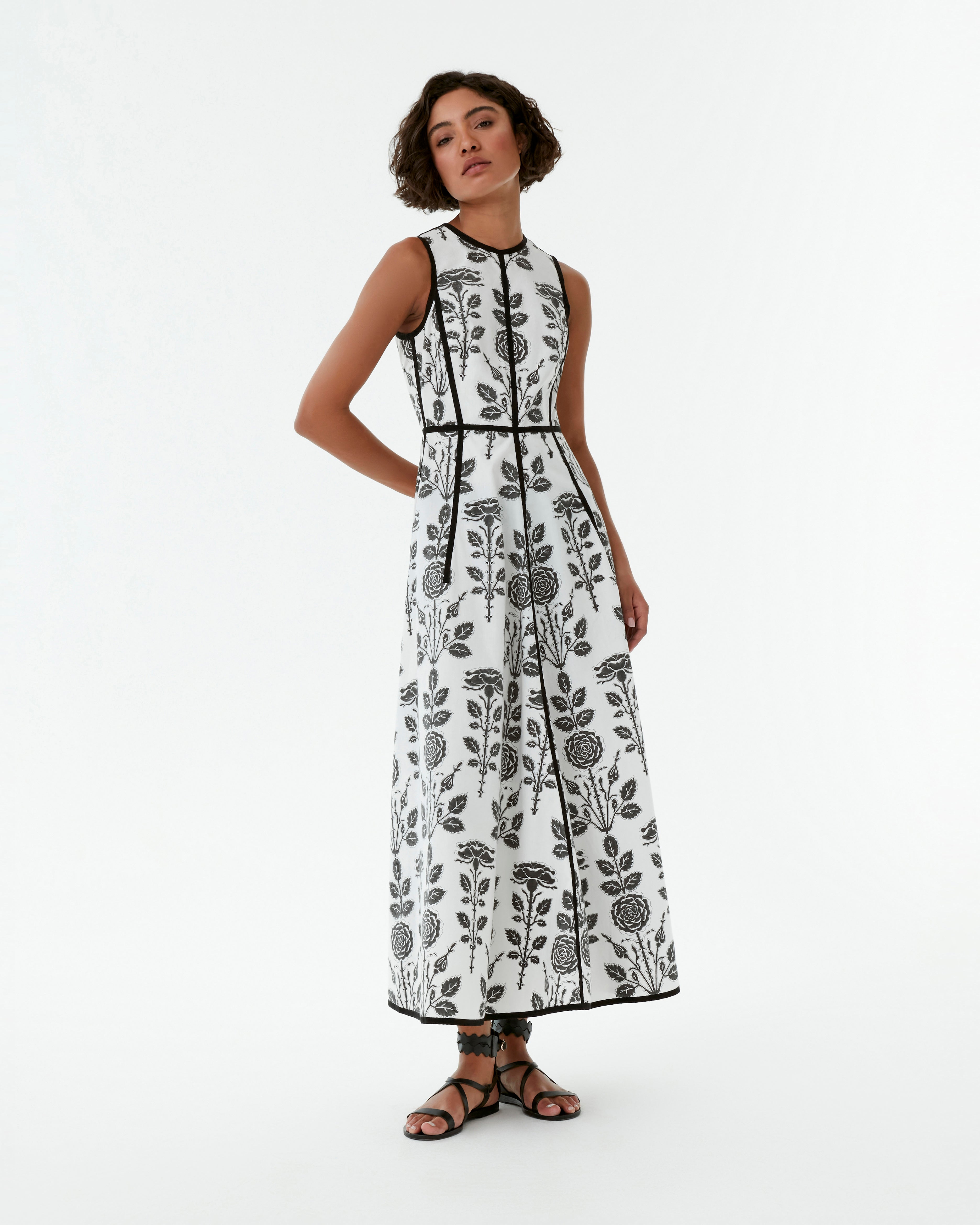 Clodette Dress in Black Rose Print