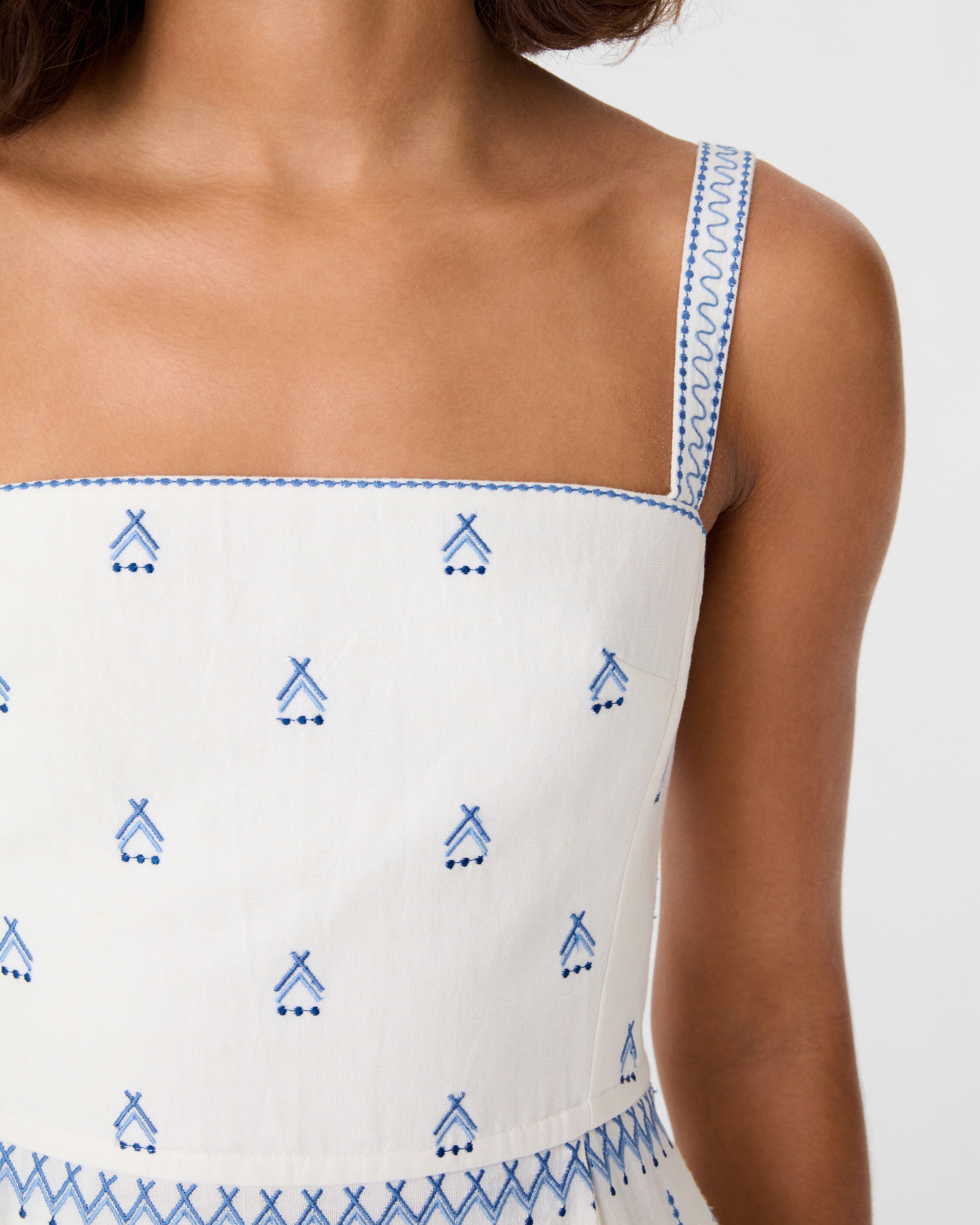 Aneeda Dress with Celestial Embroidery