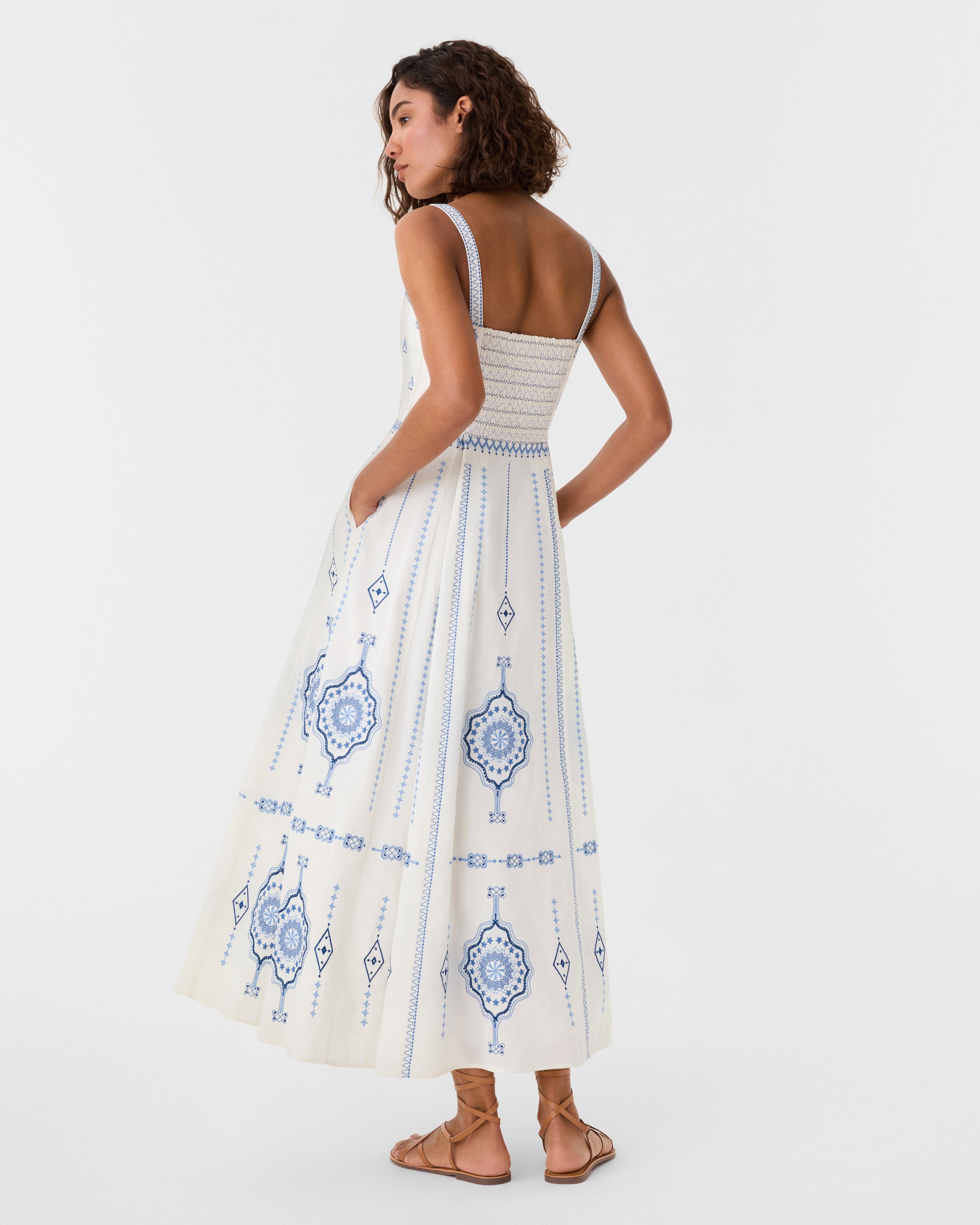 Aneeda Dress with Celestial Embroidery