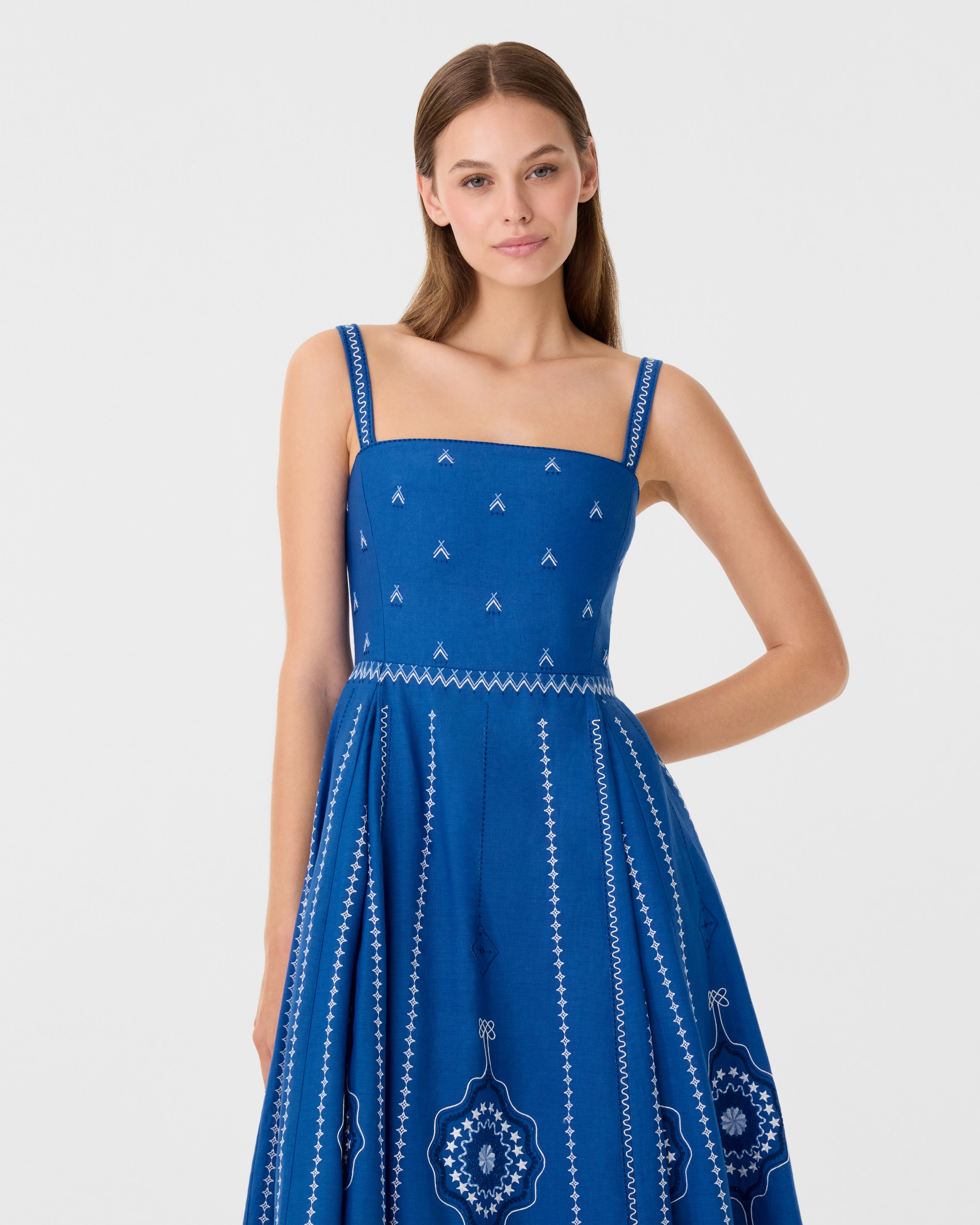 Aneeda Dress with Celestial Embroidery