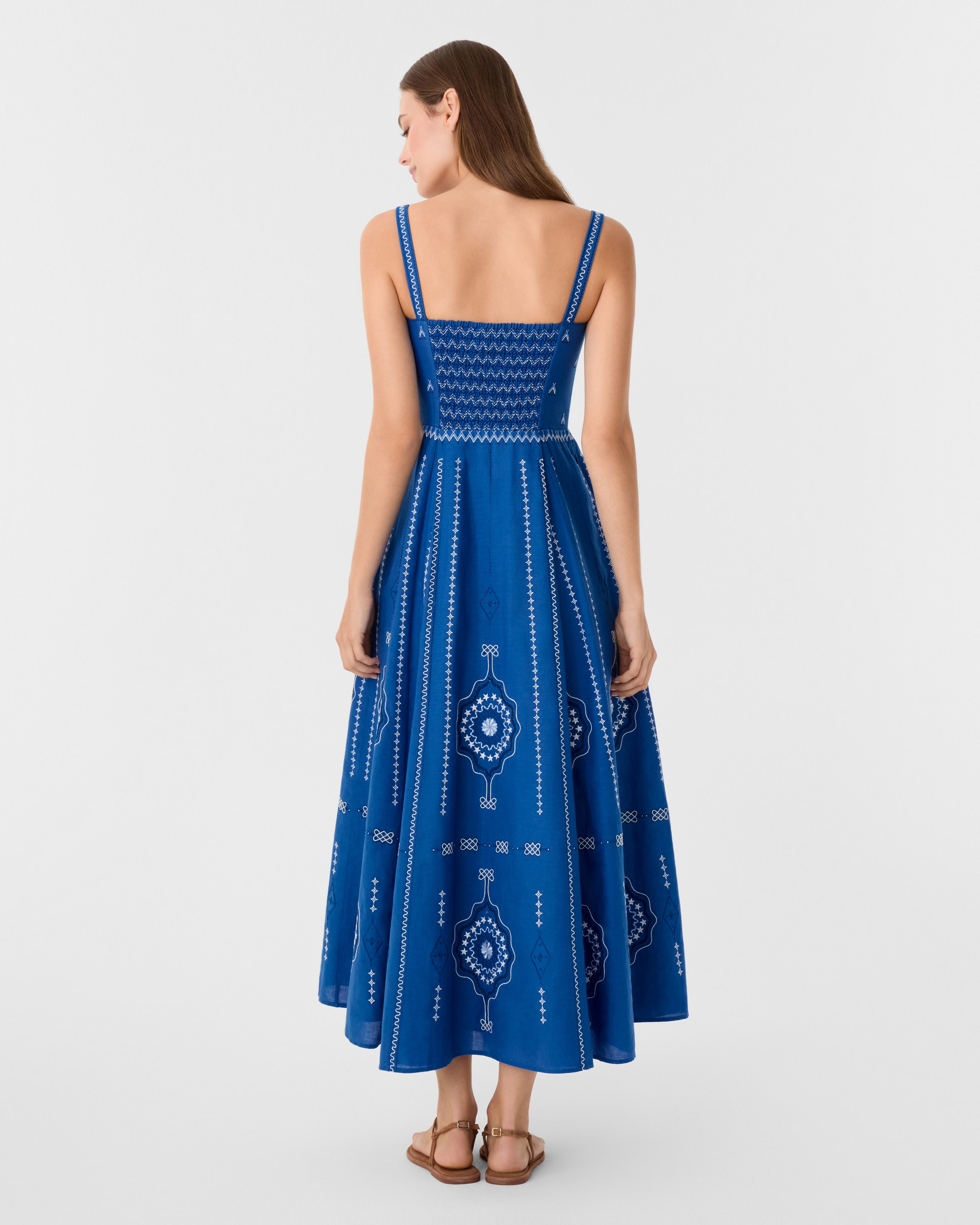 Aneeda Dress with Celestial Embroidery