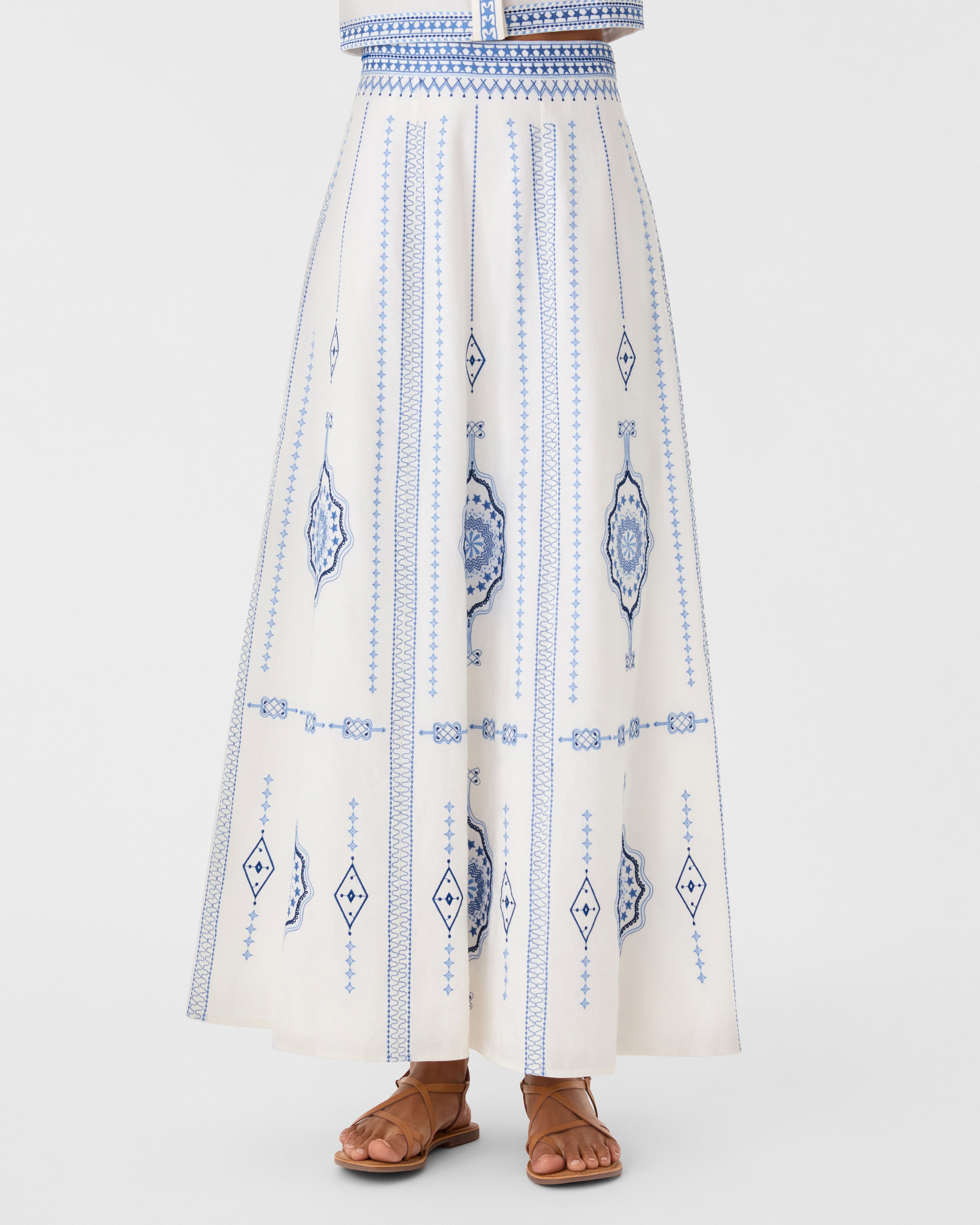 Camille Skirt with Soft Celestial Embroidery