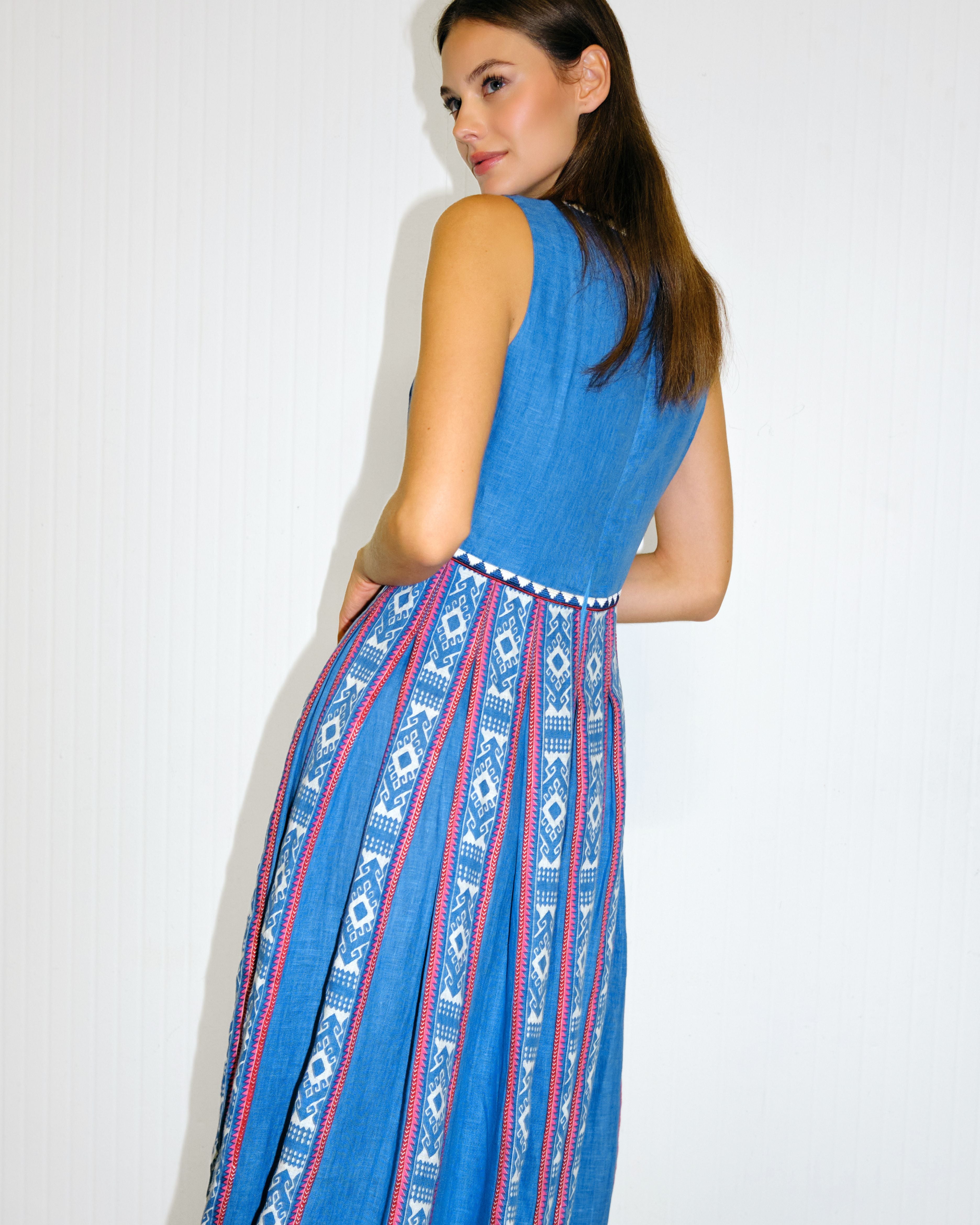 Cinzia Dress in Blue Horizon Print