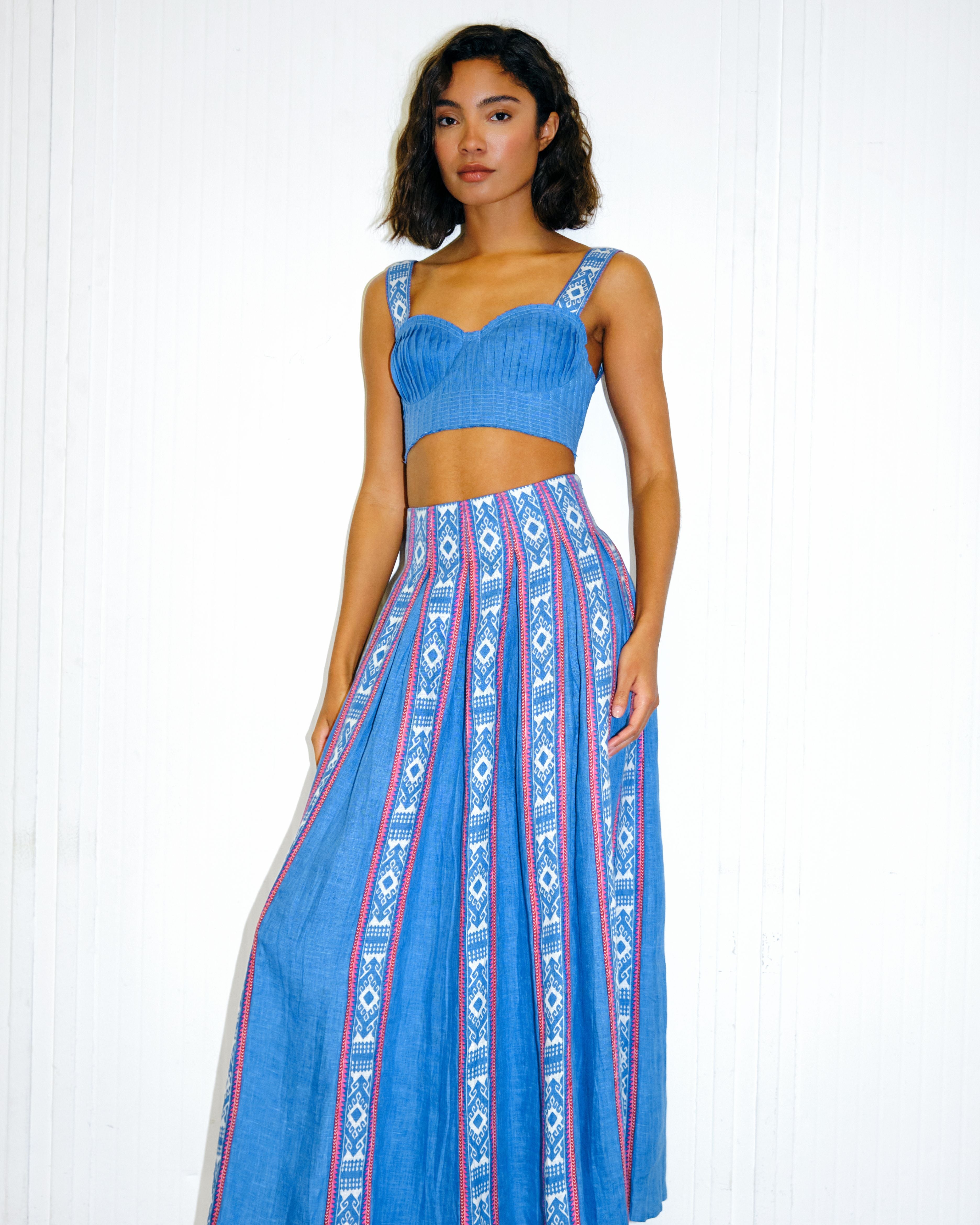 Aurelia Skirt in Blue Horizon Print