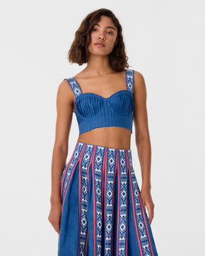 Dalia Top in Blue Horizon Print