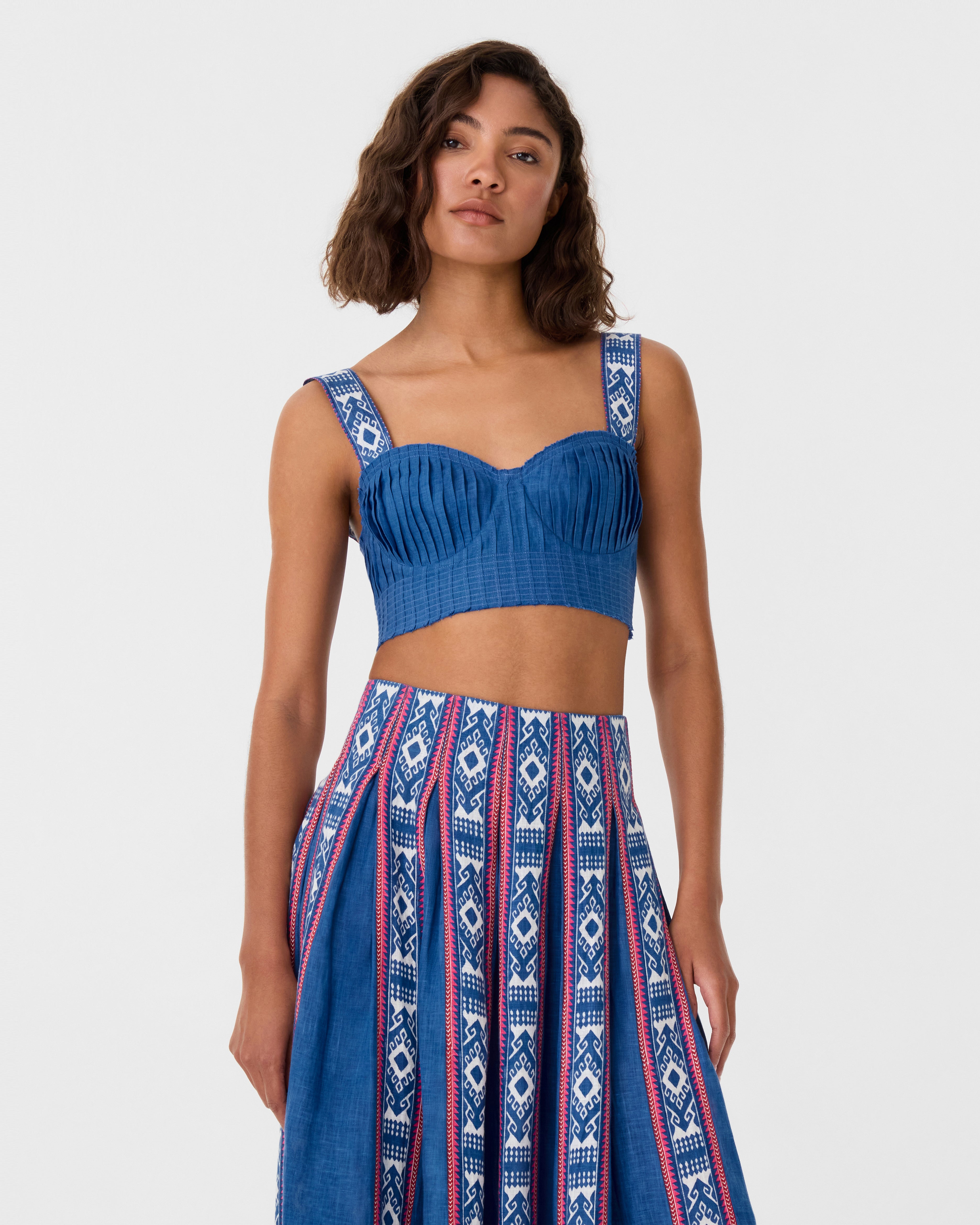 Dalia Top in Blue Horizon Print