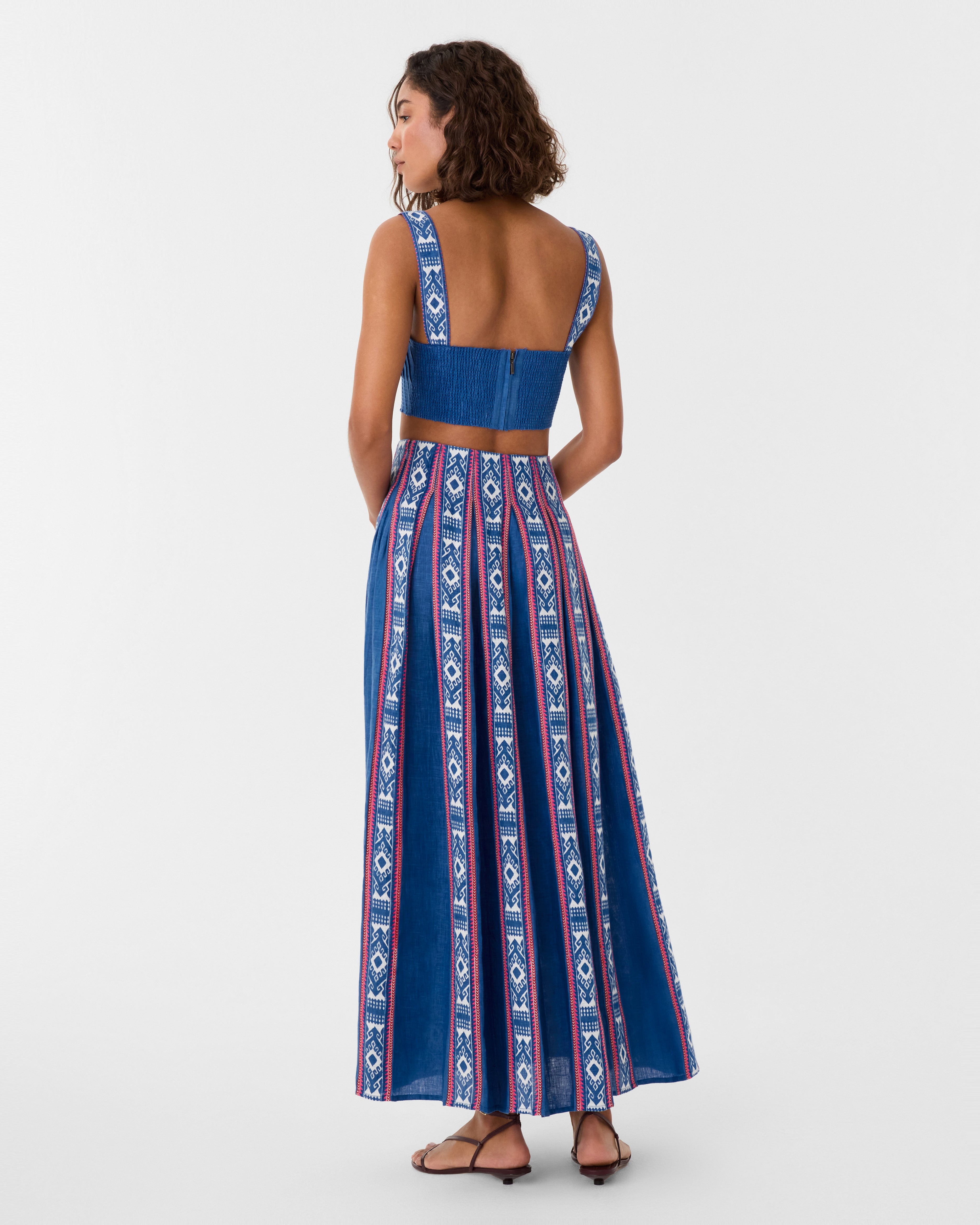 Dalia Top in Blue Horizon Print