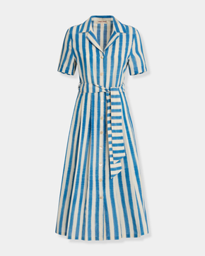 Claudia Dress in Ikat Stripes