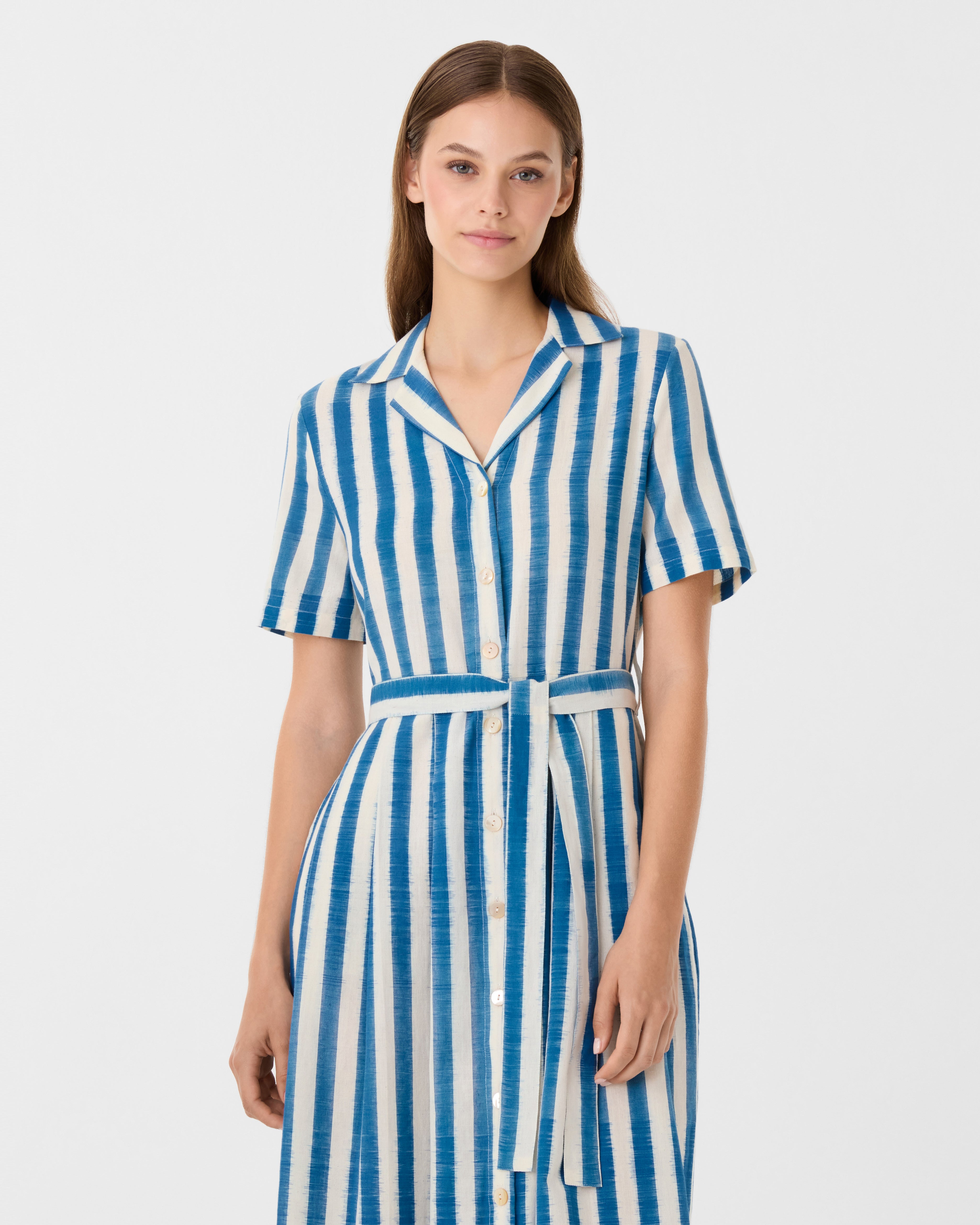 Claudia Dress in Ikat Stripes